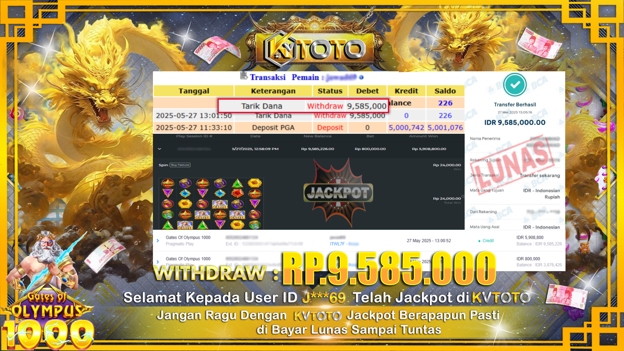 ✨ JACKPOT Di SLOT GATES OF OLYMPUS 1000 ✨