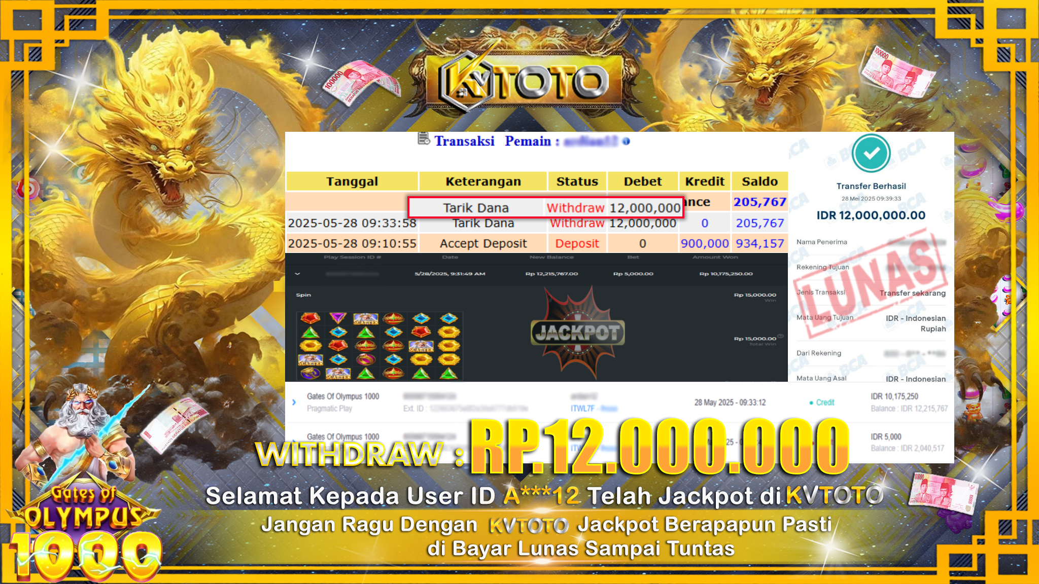 ✨ JACKPOT Di SLOT GATES OF OLYMPUS 1000 ✨