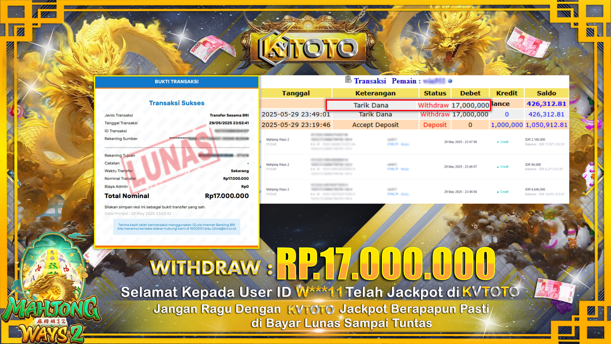 ✨ JACKPOT Di SLOT MAHJONG WAYS 2  ✨