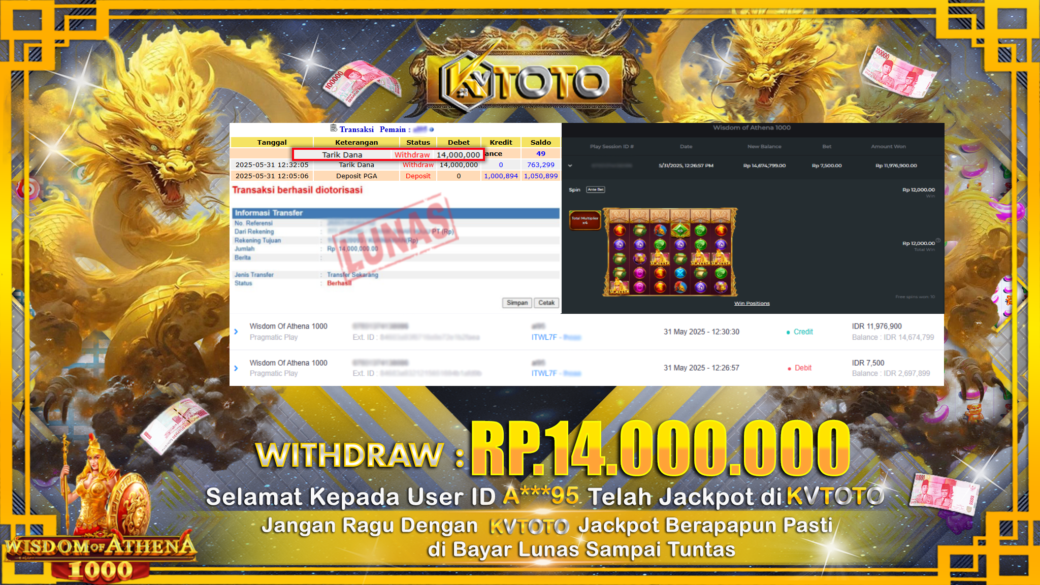 ✨ JACKPOT Di SLOT WISDOM OF ATHENA 1000  ✨