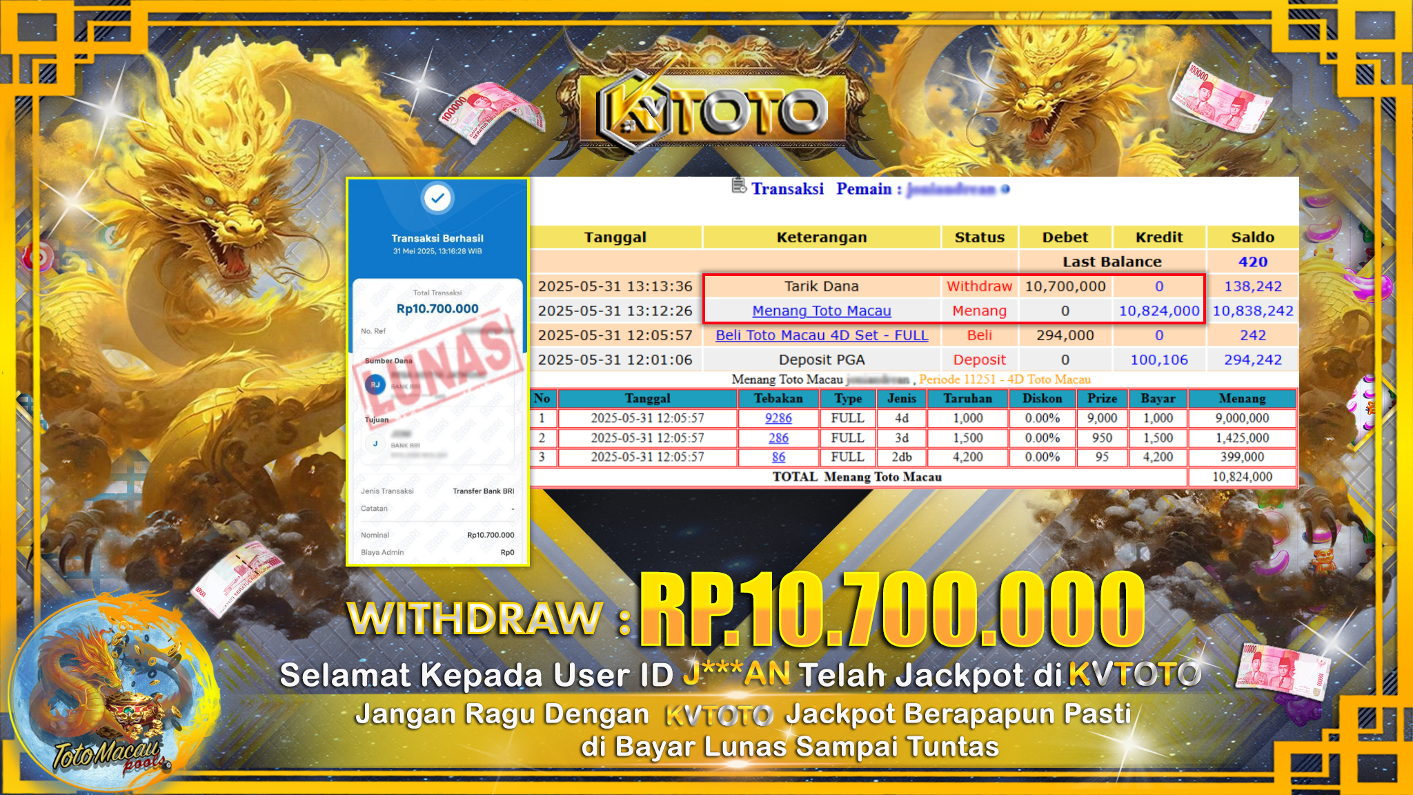 ✨ JACKPOT Di TOTO MACAU ✨