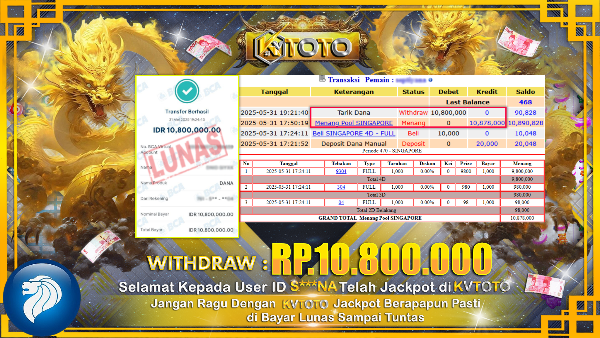 ✨ JACKPOT Di SINGAPORE POOL  ✨