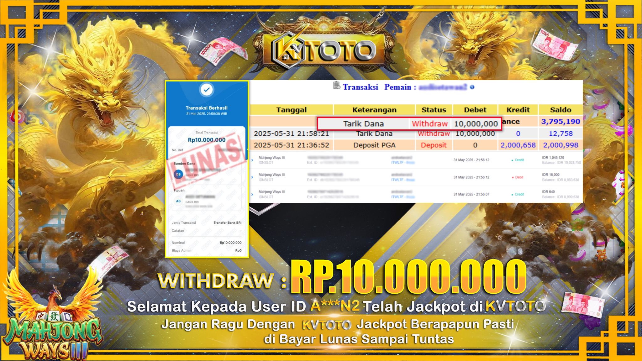 ✨ JACKPOT Di SLOT MAHJONG WAYS III ✨