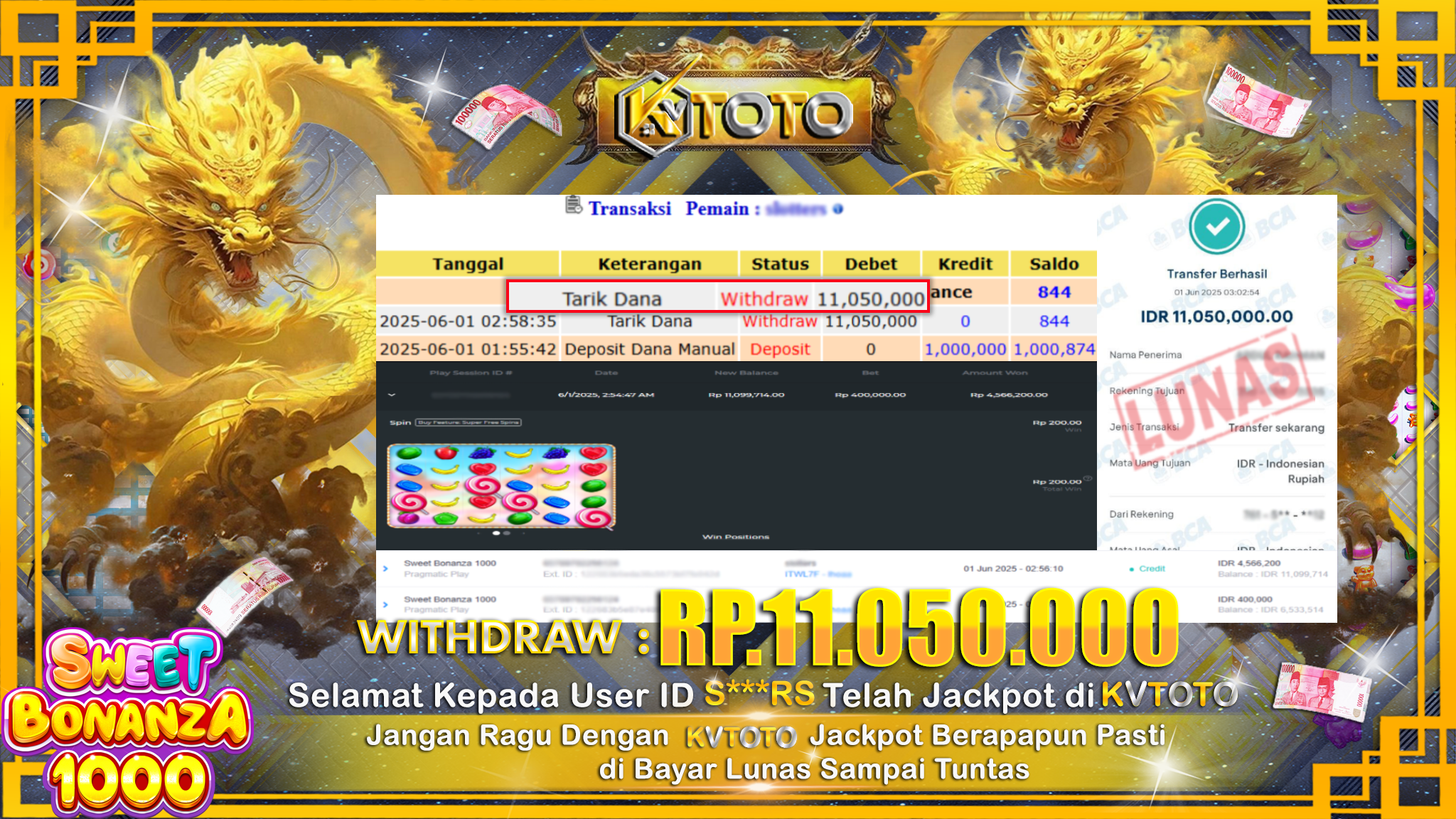 ✨ JACKPOT Di SLOT SWEET BONANZA 1000 ✨