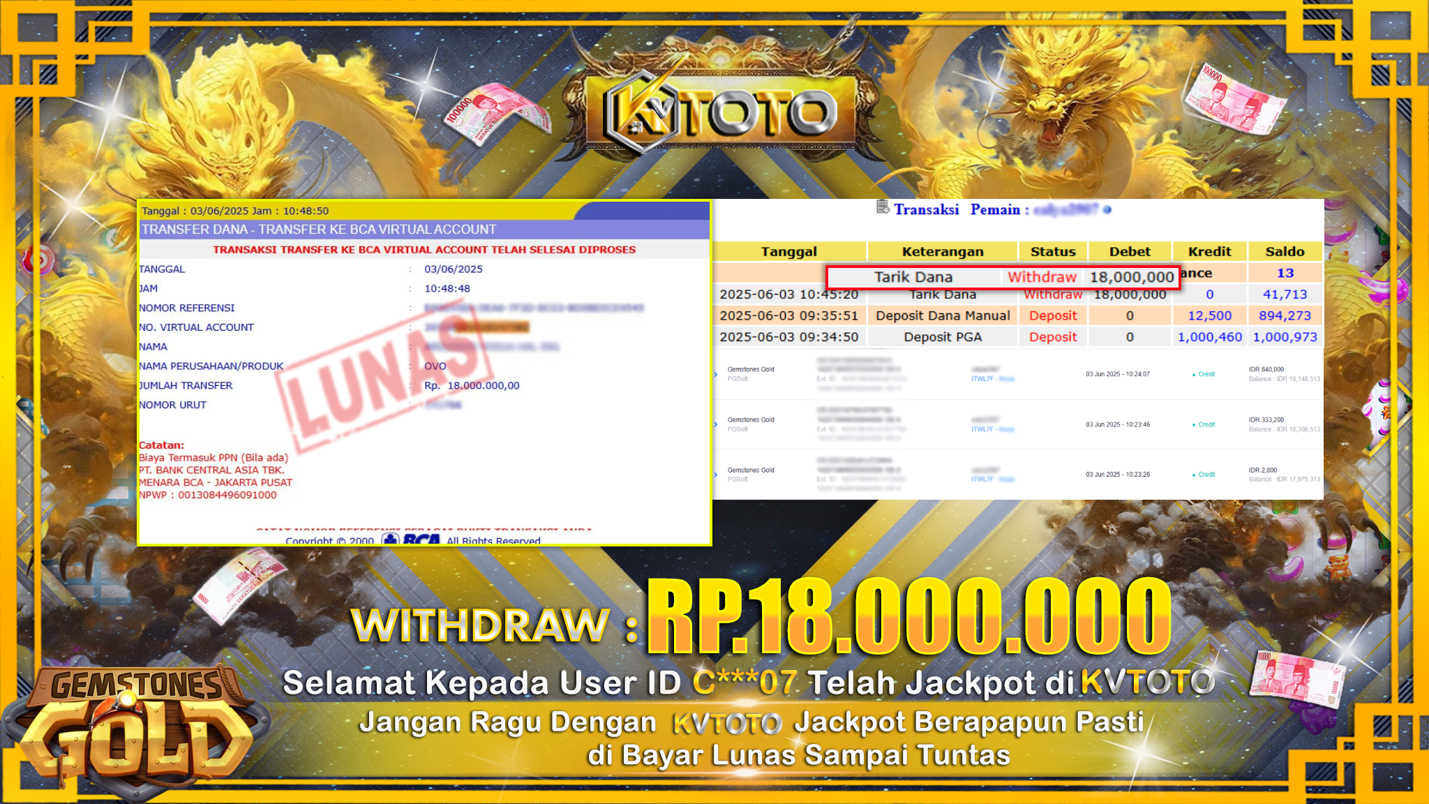 ✨ JACKPOT Di SLOT GEMSTONES GOLD✨