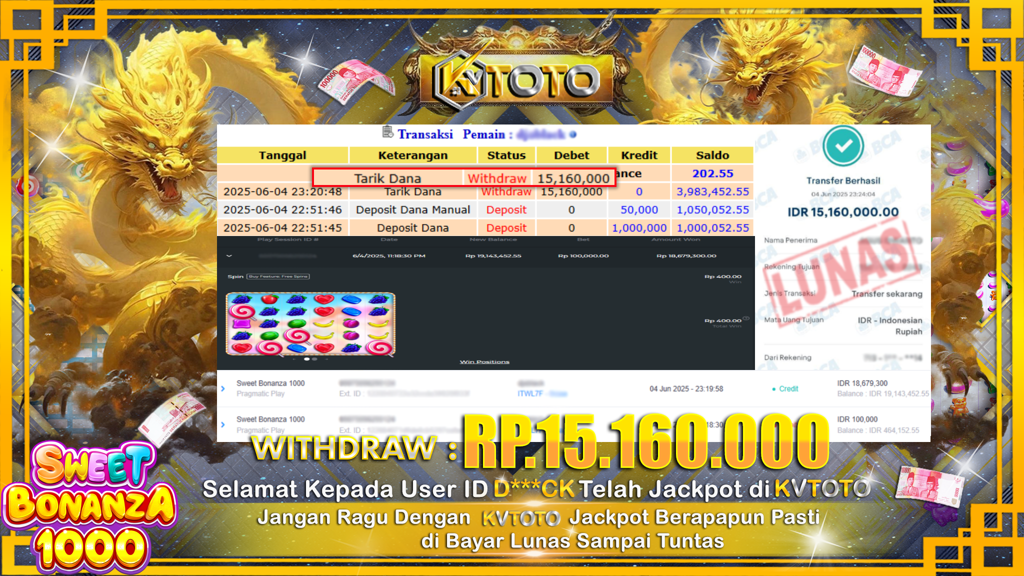 ✨ JACKPOT Di SLOT SWEET BONANZA 1000 ✨