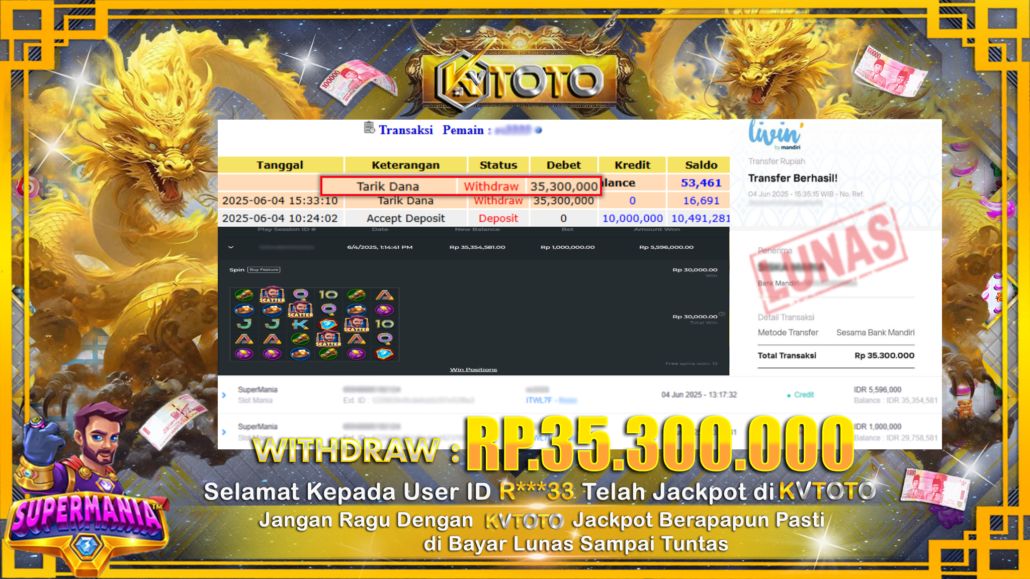 ✨ JACKPOT Di SLOT SUPERMANIA ✨