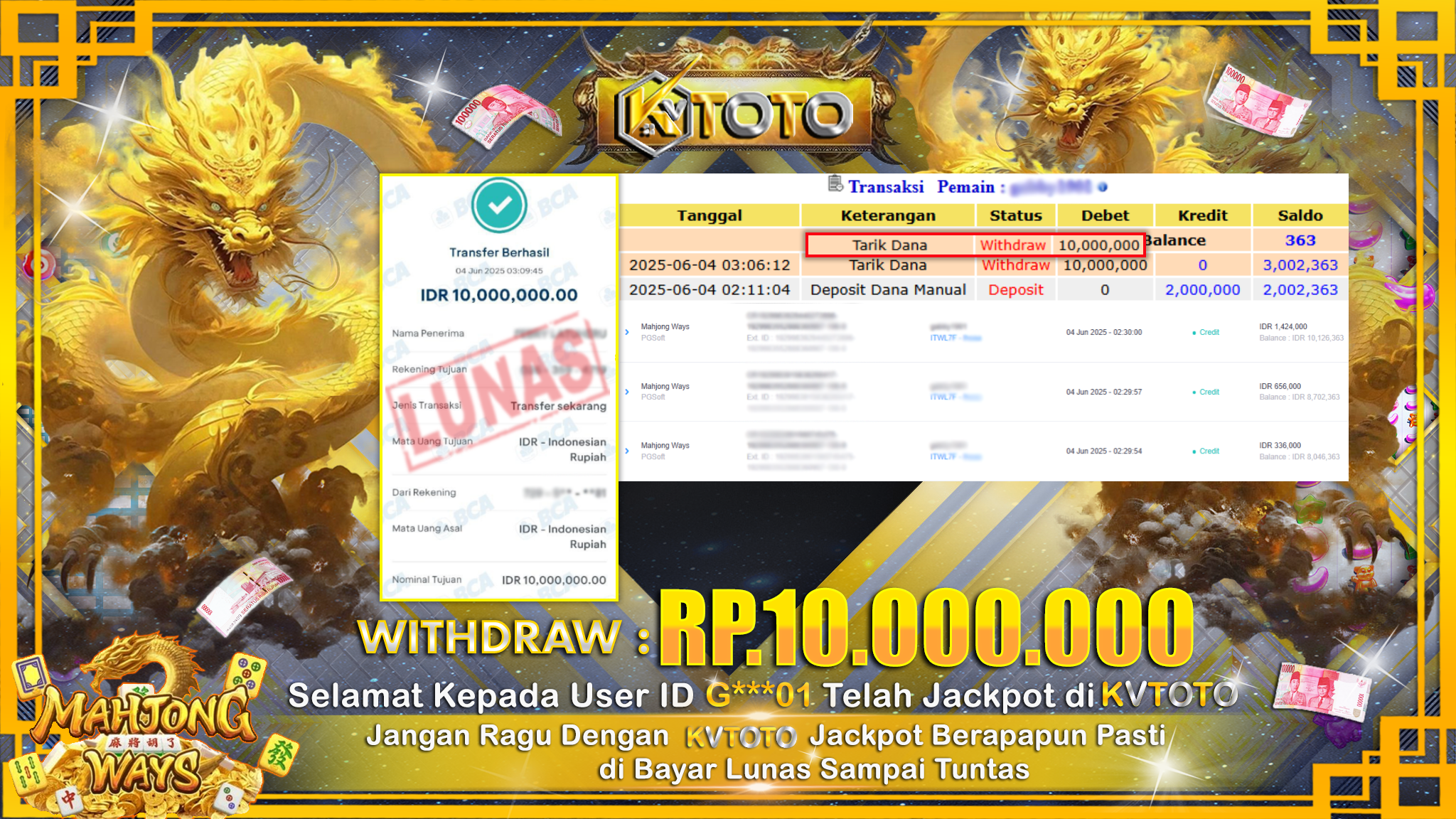 ✨ JACKPOT Di SLOT MAHJONG WAYS  ✨