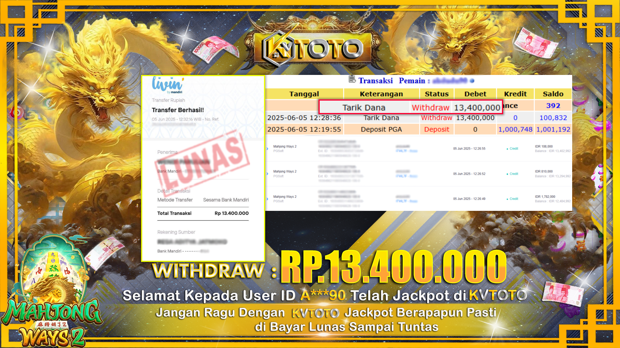 ✨ JACKPOT Di SLOT MAHJONG WAYS 2  ✨