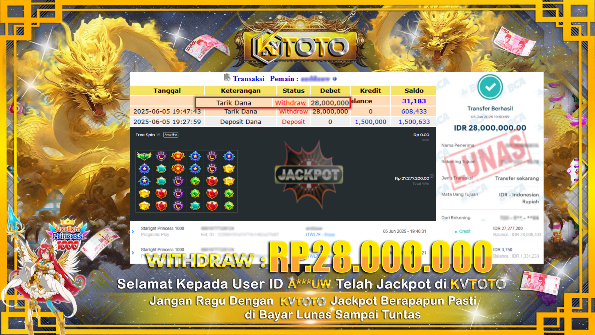 ✨ JACKPOT Di SLOT STARLIGHT PRINCESS 1000  ✨