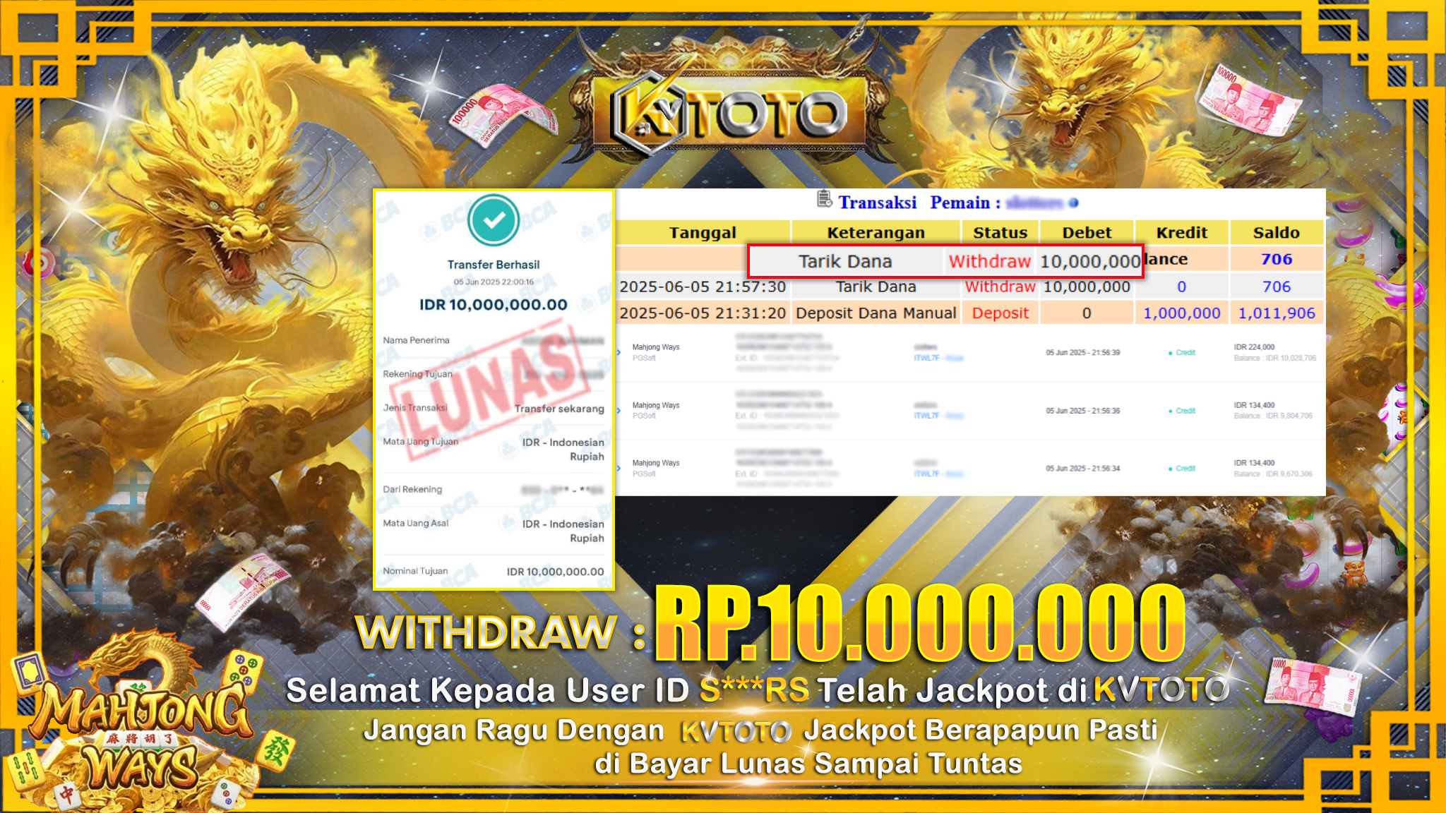 ✨ JACKPOT Di SLOT MAHJONG WAYS  ✨
