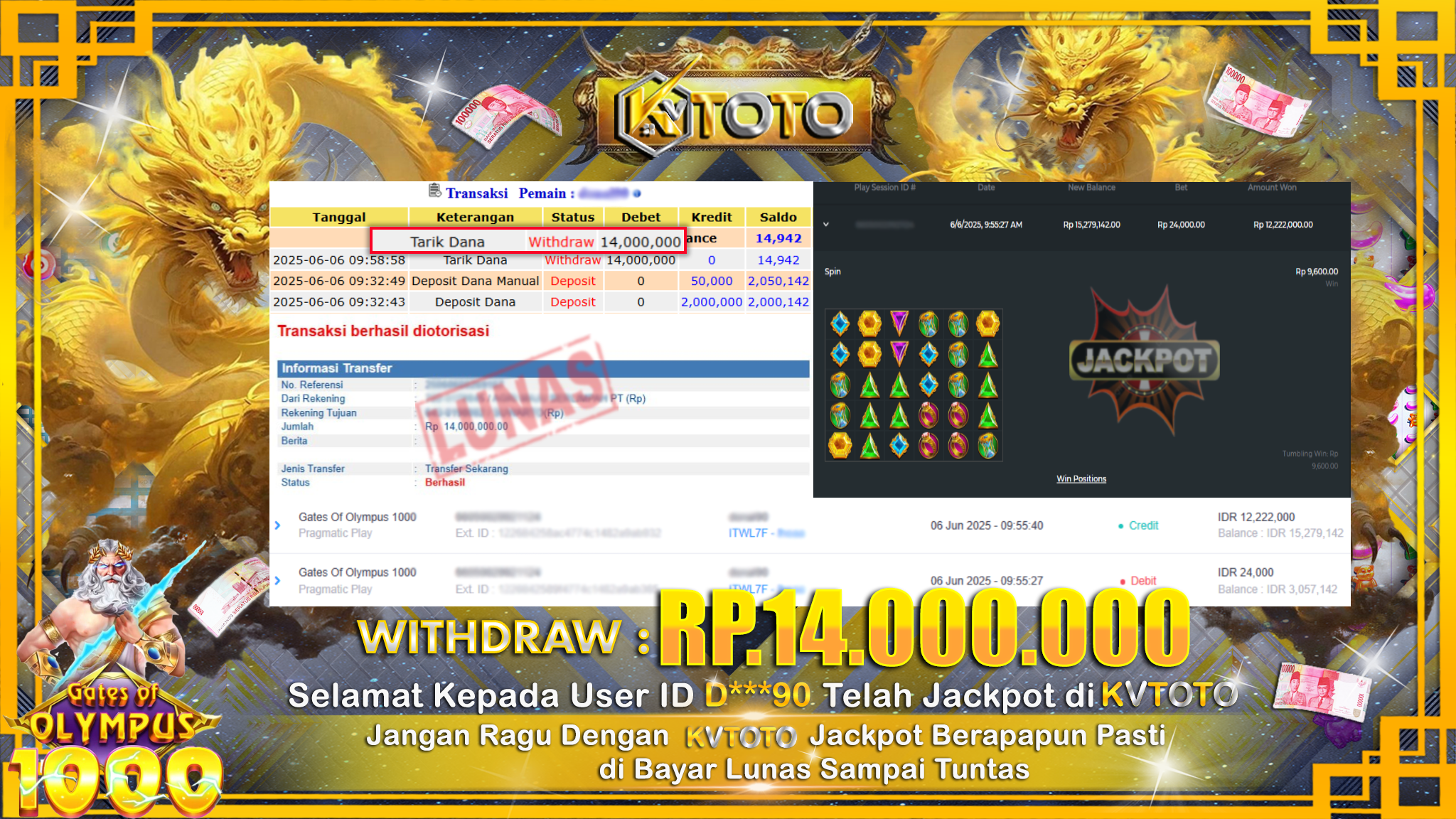 ✨ JACKPOT Di SLOT GATES OF OLYMPUS 1000 ✨