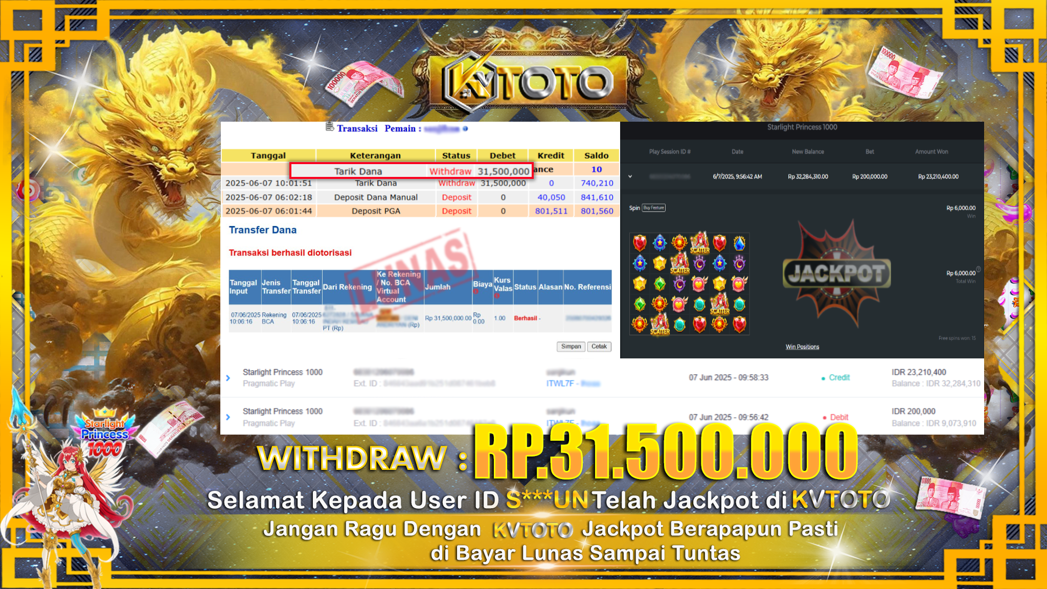 ✨ JACKPOT Di SLOT STARLIGHT PRINCESS 1000  ✨