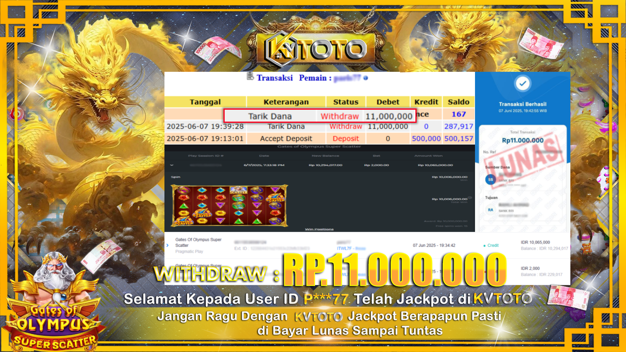 ✨ JACKPOT Di SLOT GATES OF OLYMPUS SUPER SCATTER✨
