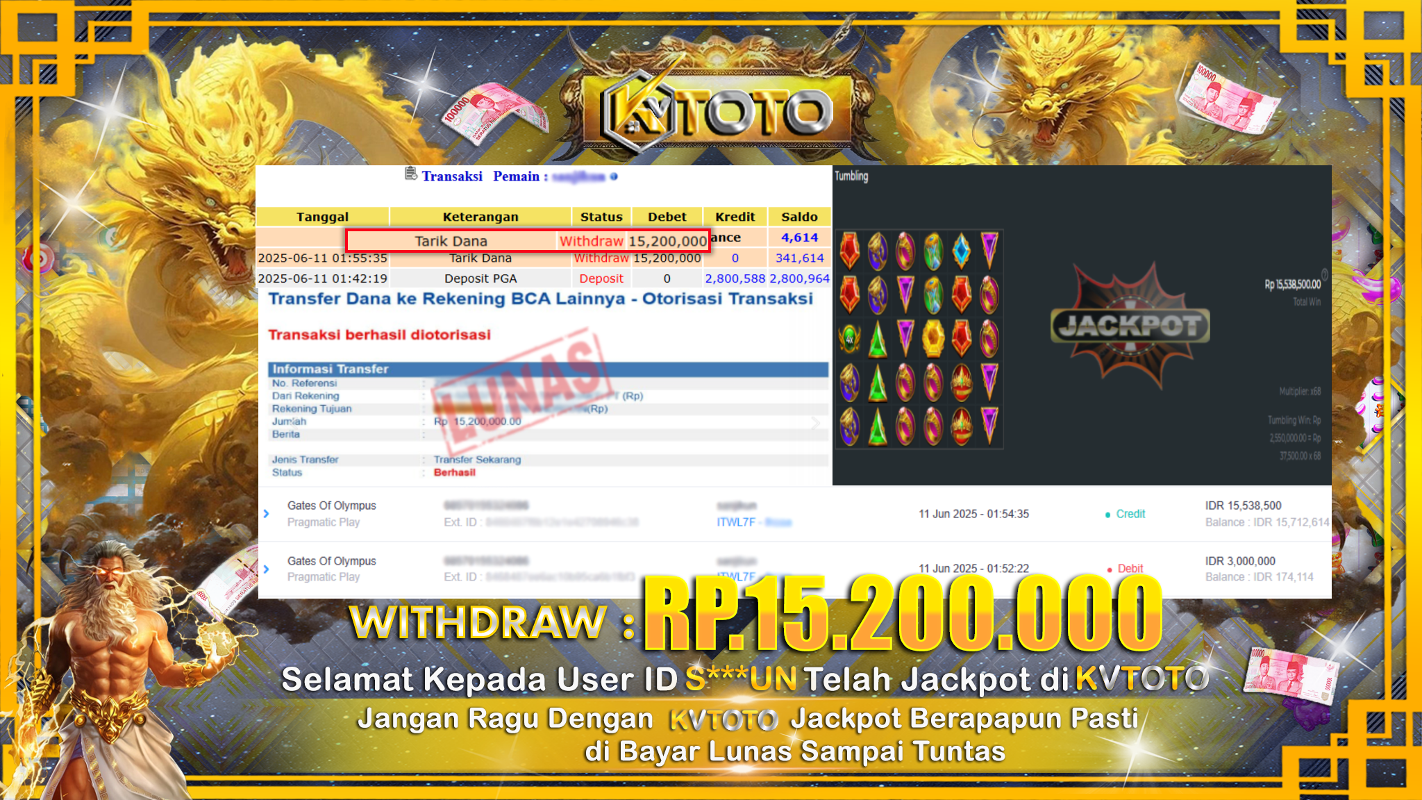 ✨ JACKPOT Di SLOT GATES OF OLYMPUS ✨