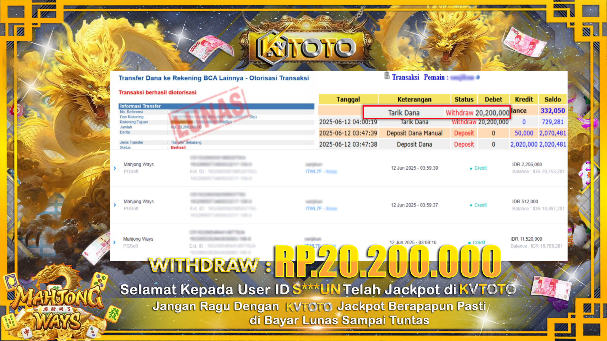 ✨ JACKPOT Di SLOT MAHJONG WAYS  ✨
