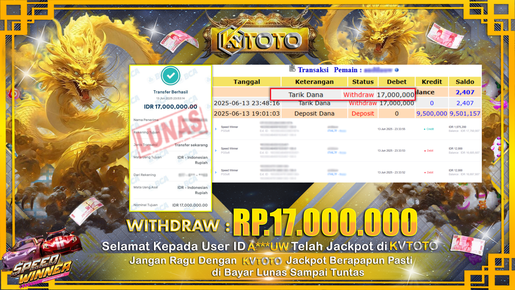✨ JACKPOT Di SLOT SPEED WINNER  ✨