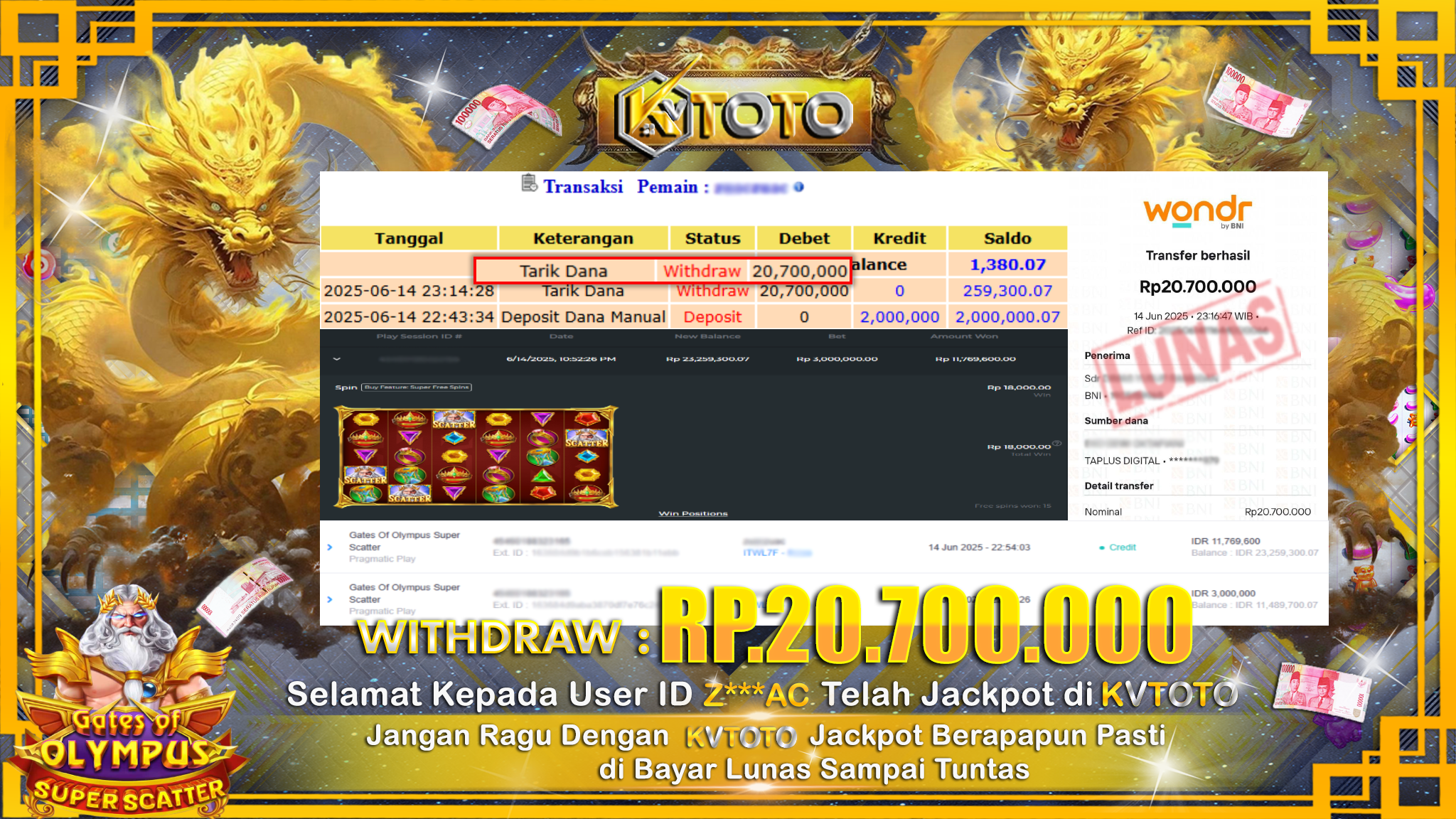 ✨ JACKPOT Di SLOT GATES OF OLYMPUS SUPER SCATTER✨