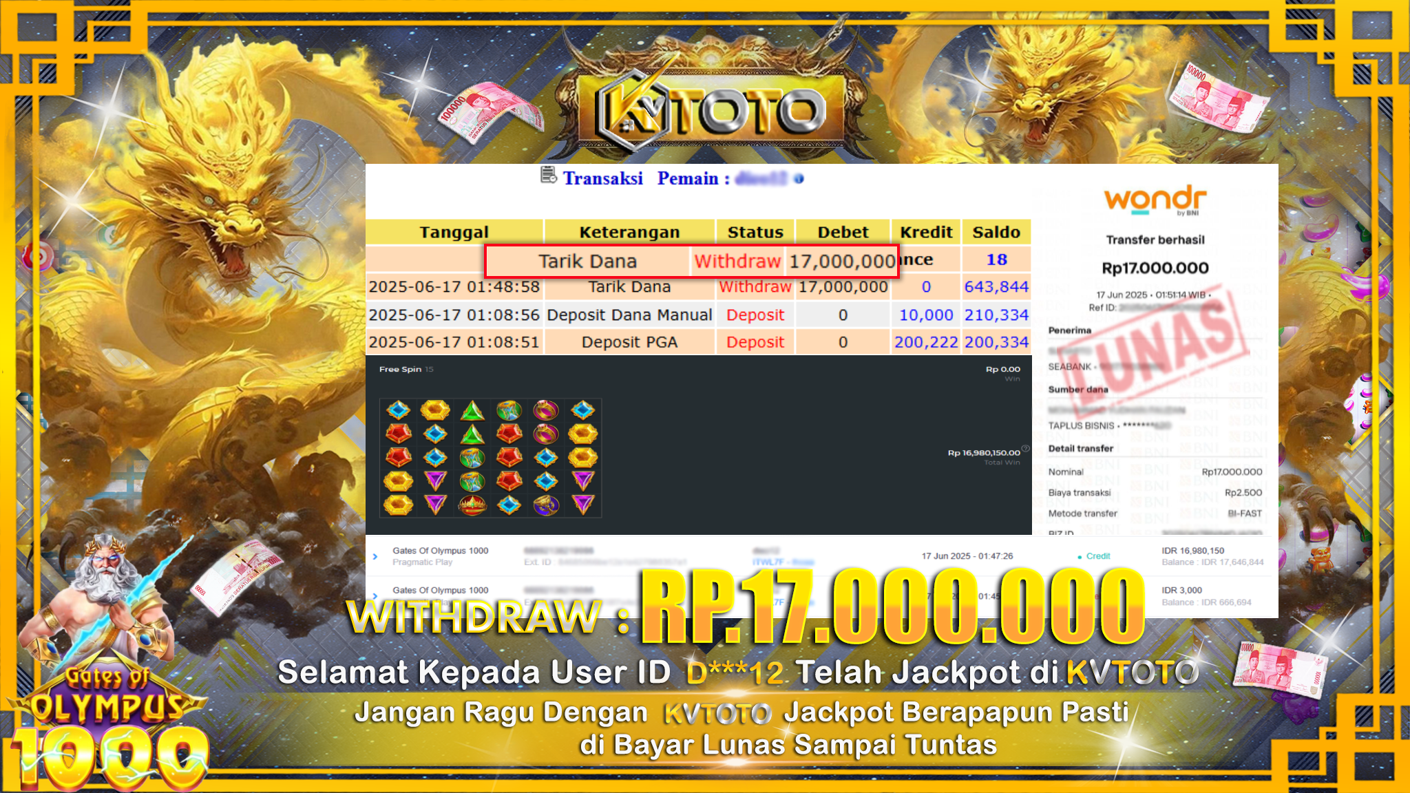 ✨ JACKPOT Di SLOT GATES OF OLYMPUS 1000 ✨
