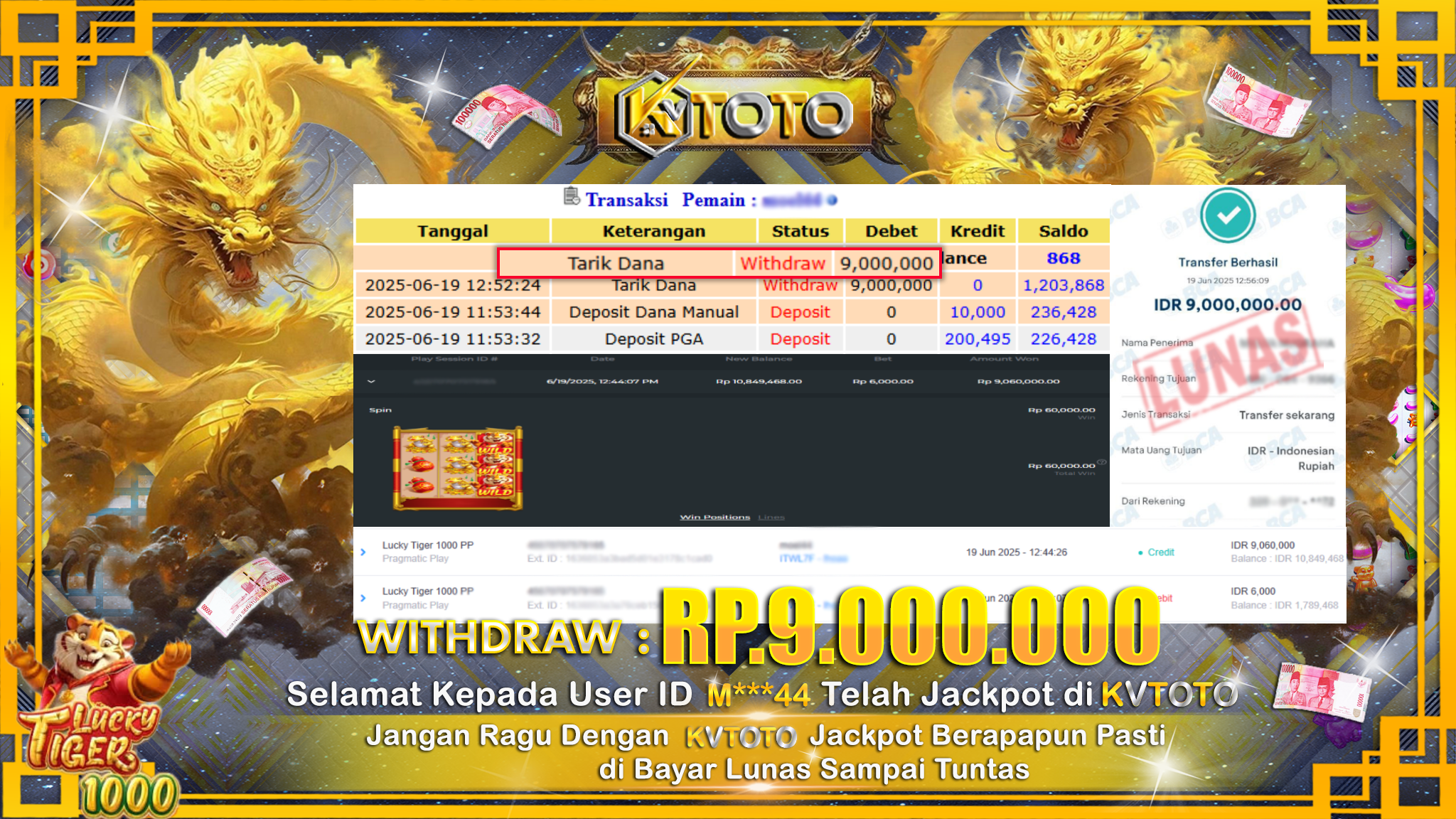 ✨ JACKPOT Di SLOT LUCKY TIGER 1000✨
