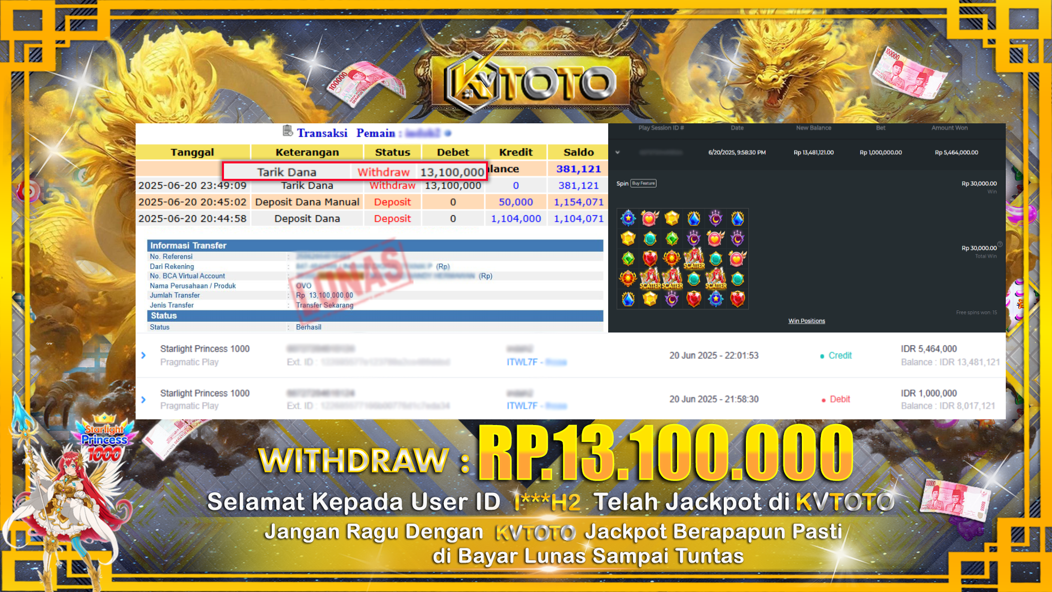 ✨ JACKPOT Di SLOT STARLIGHT PRINCESS 1000  ✨