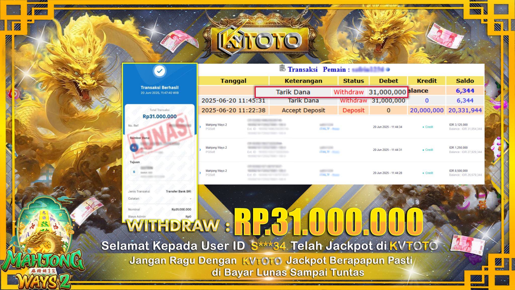✨ JACKPOT Di SLOT MAHJONG WAYS 2  ✨