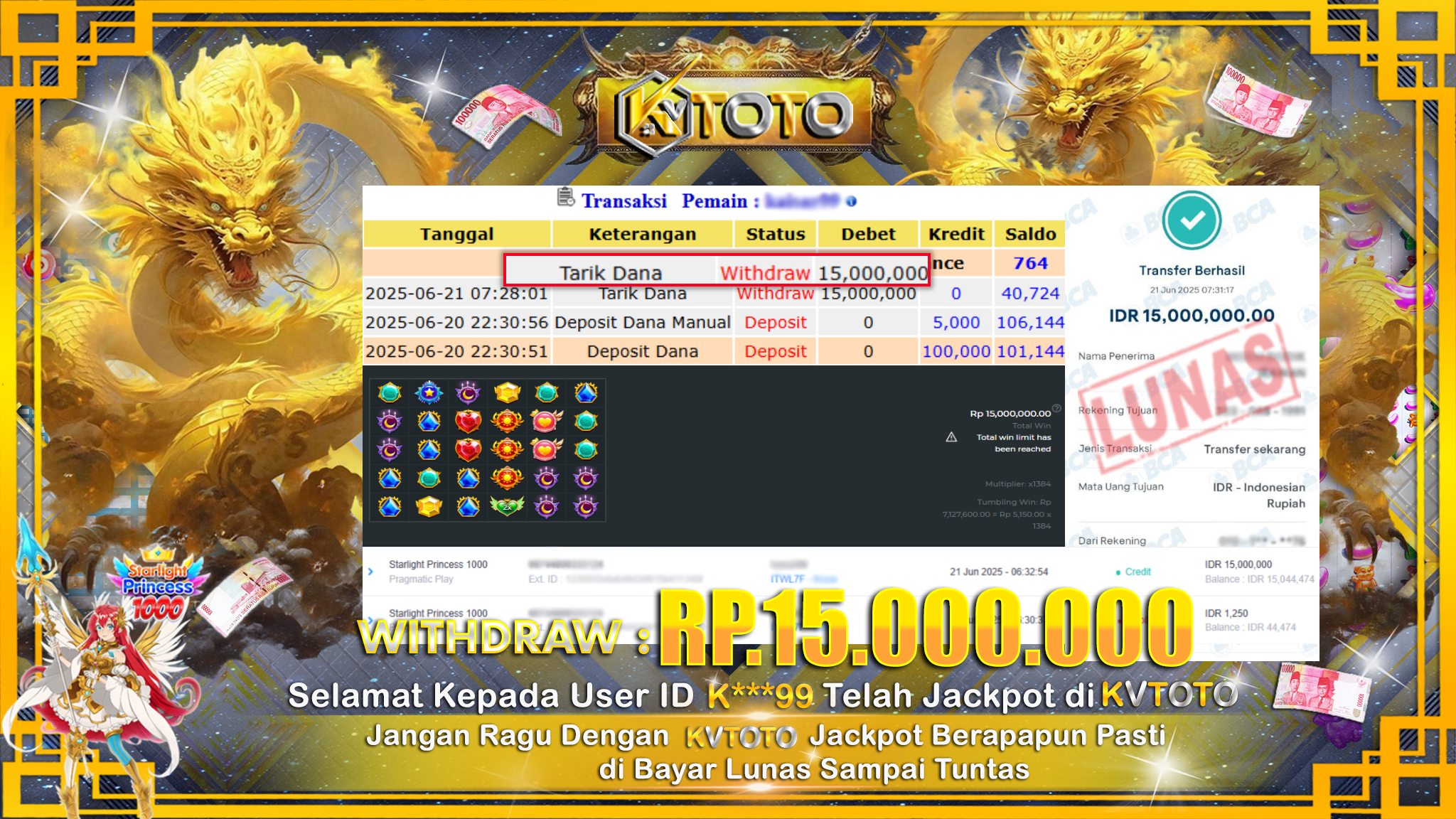 ✨ JACKPOT Di SLOT STARLIGHT PRINCESS 1000  ✨