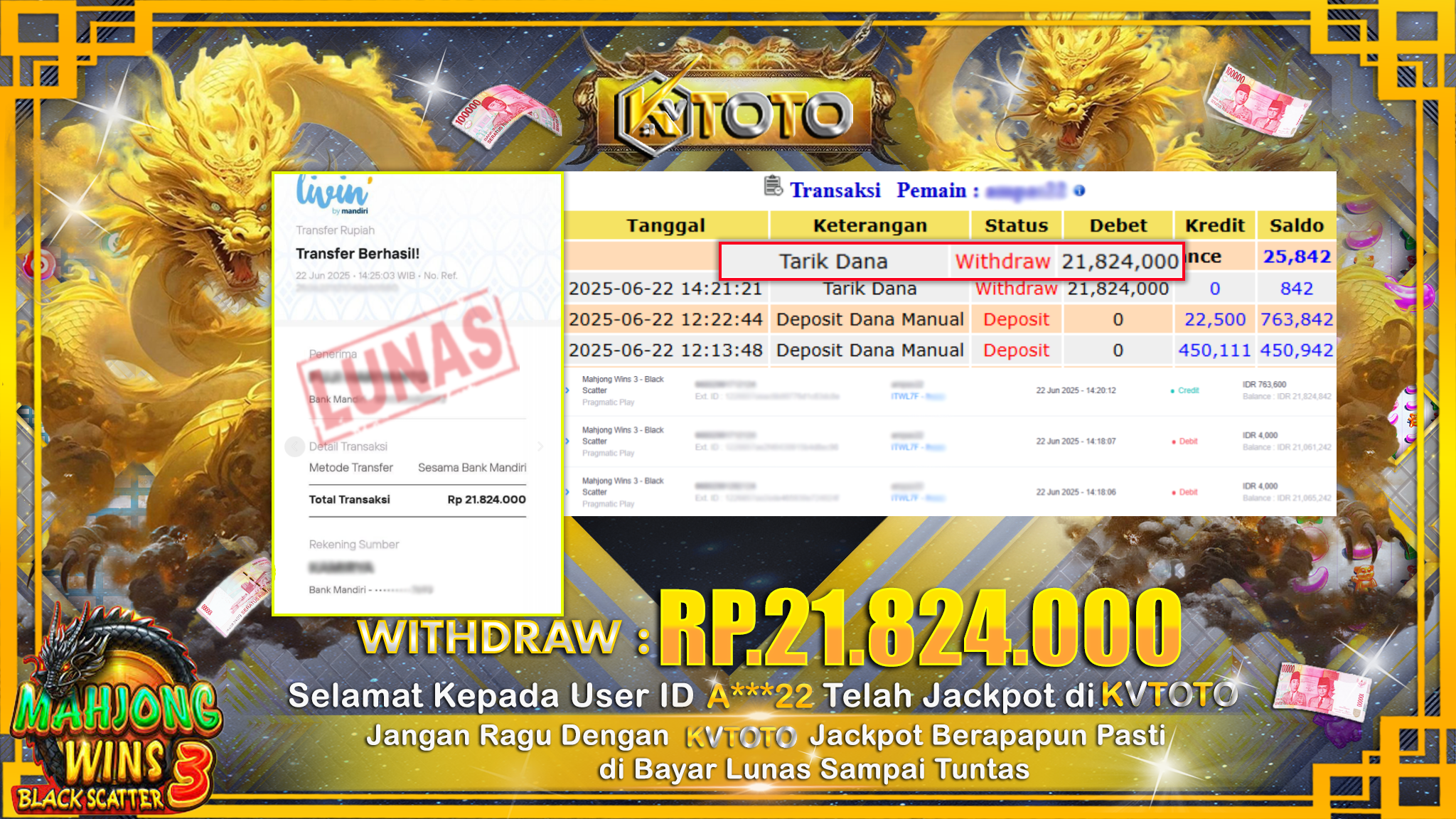 ✨ JACKPOT Di SLOT MAHJONG WINS 3 - BLACK SCATTER  ✨