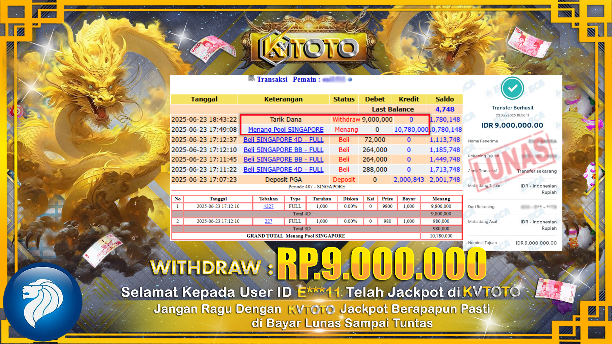 ✨ JACKPOT Di SINGAPORE POOL  ✨