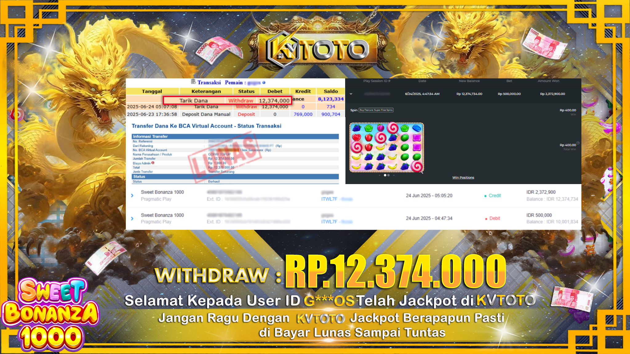 ✨ JACKPOT Di SLOT SWEET BONANZA 1000 ✨