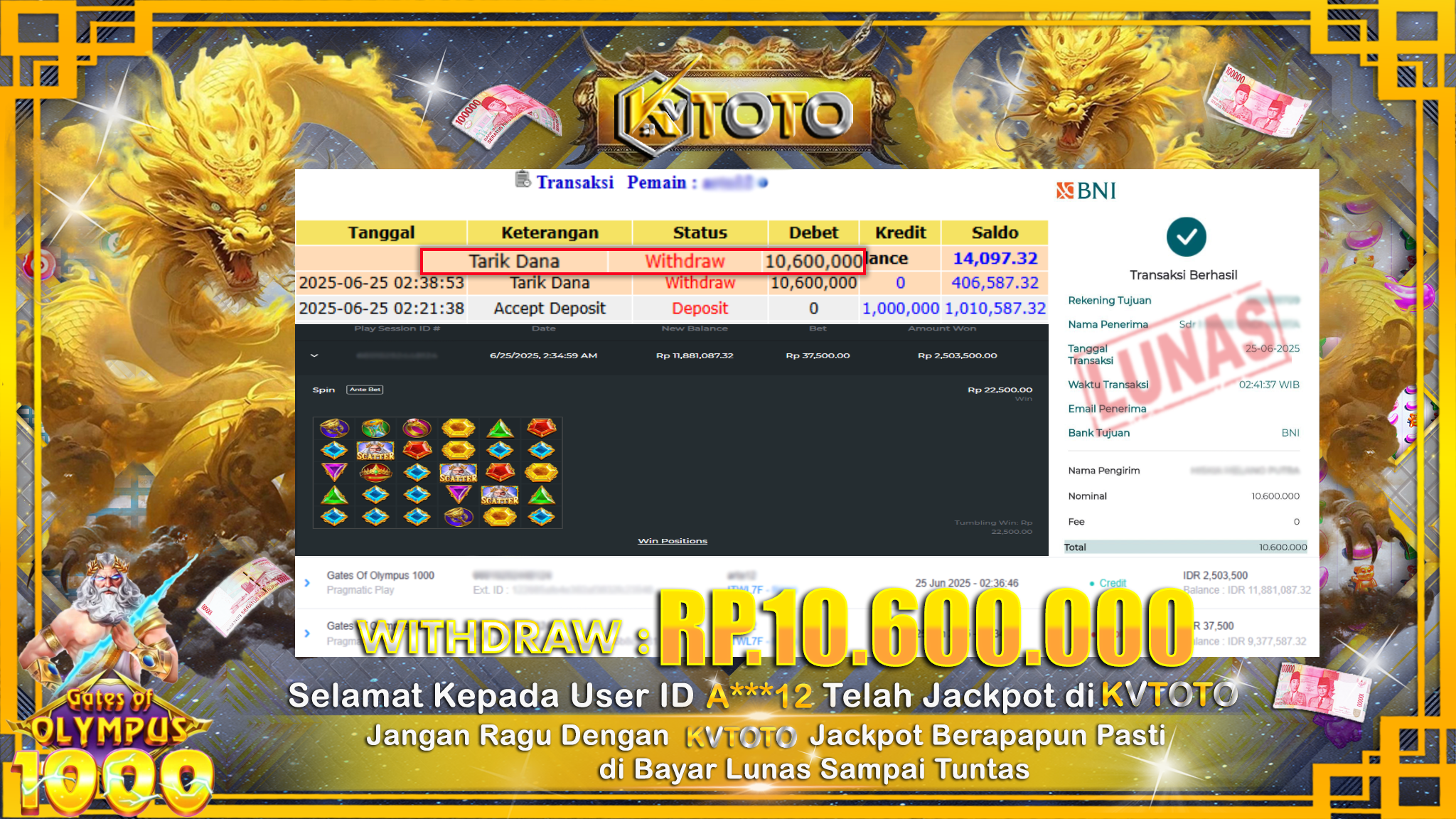 ✨ JACKPOT Di SLOT GATES OF OLYMPUS 1000 ✨