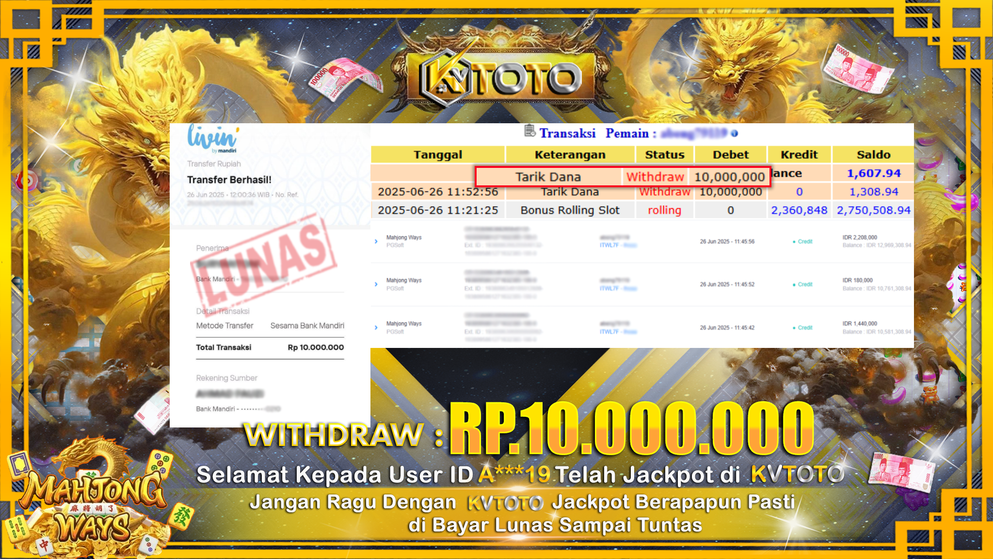 ✨ JACKPOT Di SLOT MAHJONG WAYS  ✨