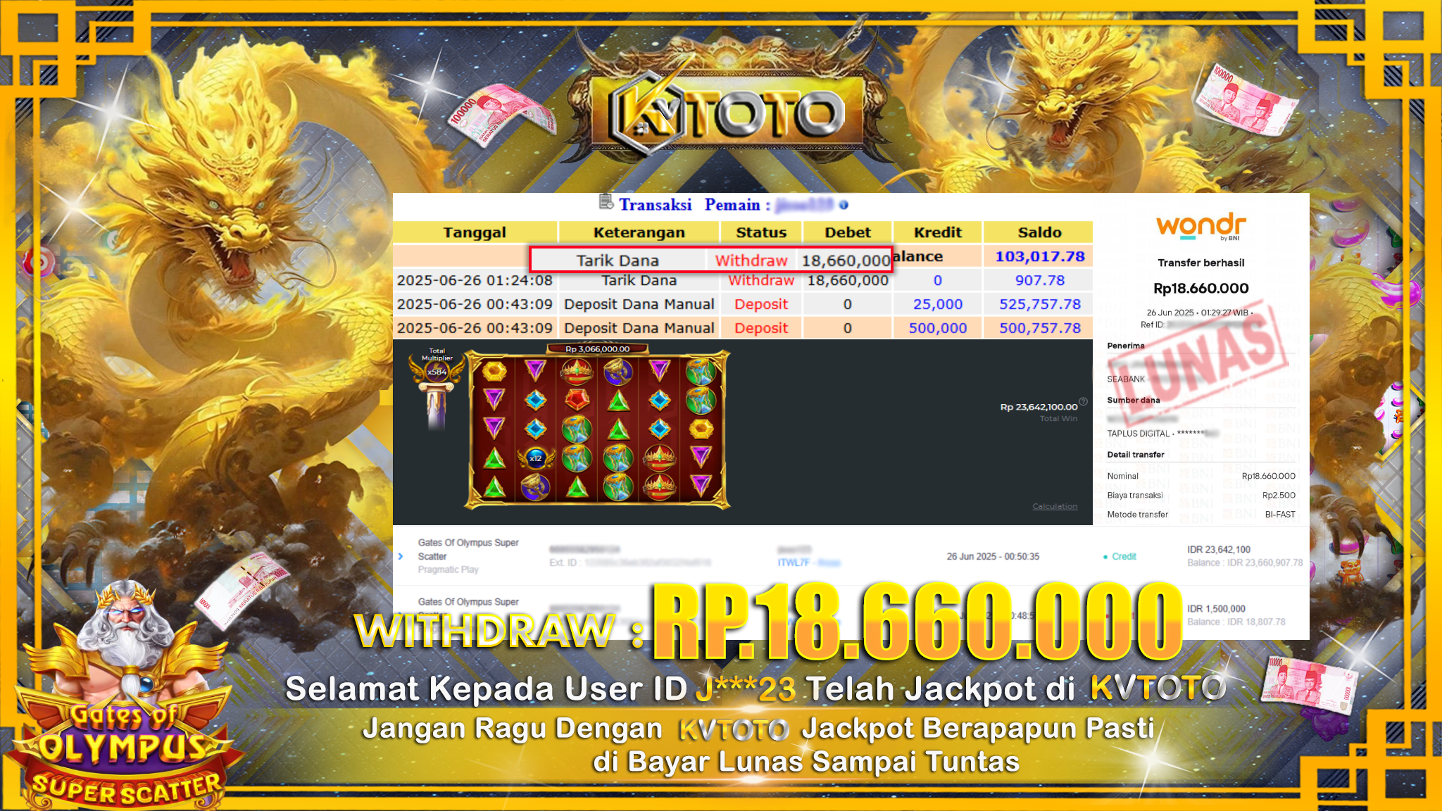 ✨ JACKPOT Di SLOT GATES OF OLYMPUS SUPER SCATTER✨