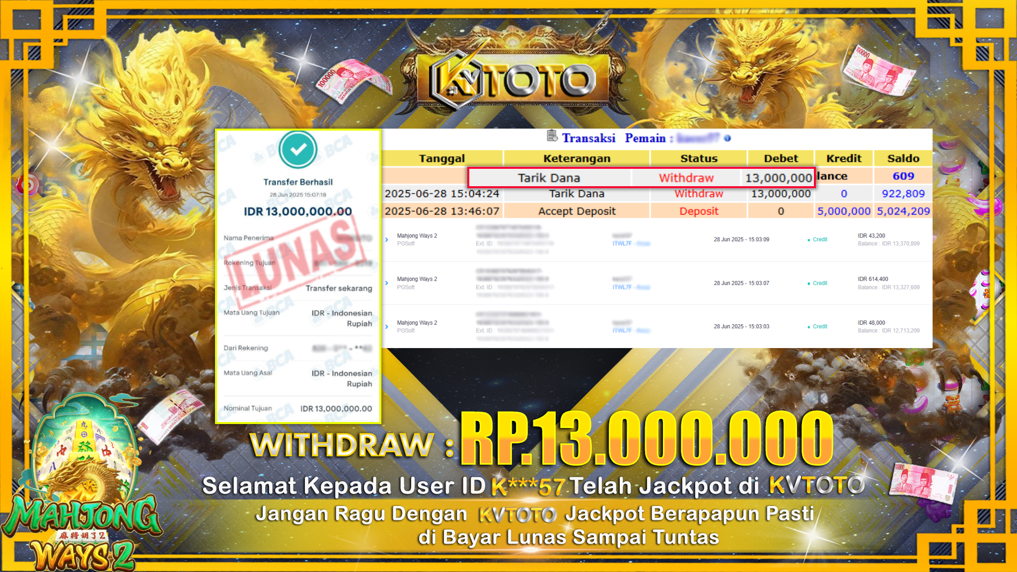 ✨ JACKPOT Di SLOT MAHJONG WAYS 2  ✨