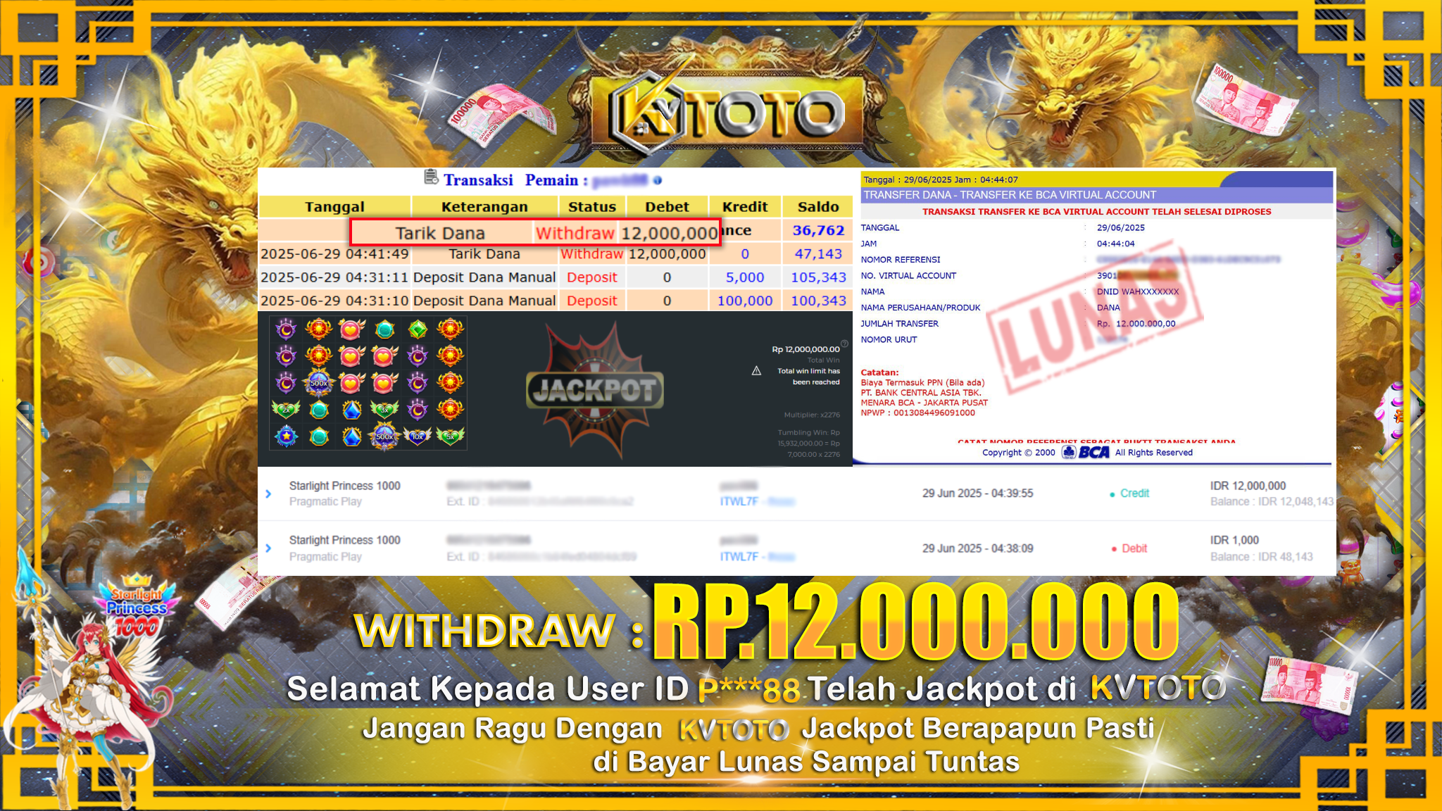✨ JACKPOT Di SLOT STARLIGHT PRINCESS 1000  ✨
