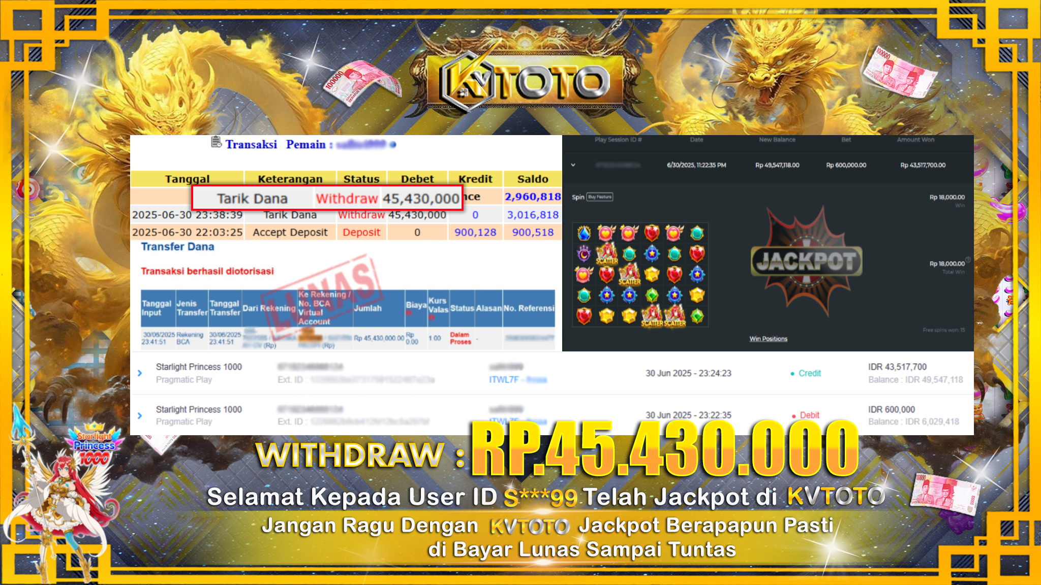 ✨ JACKPOT Di SLOT STARLIGHT PRINCESS 1000  ✨