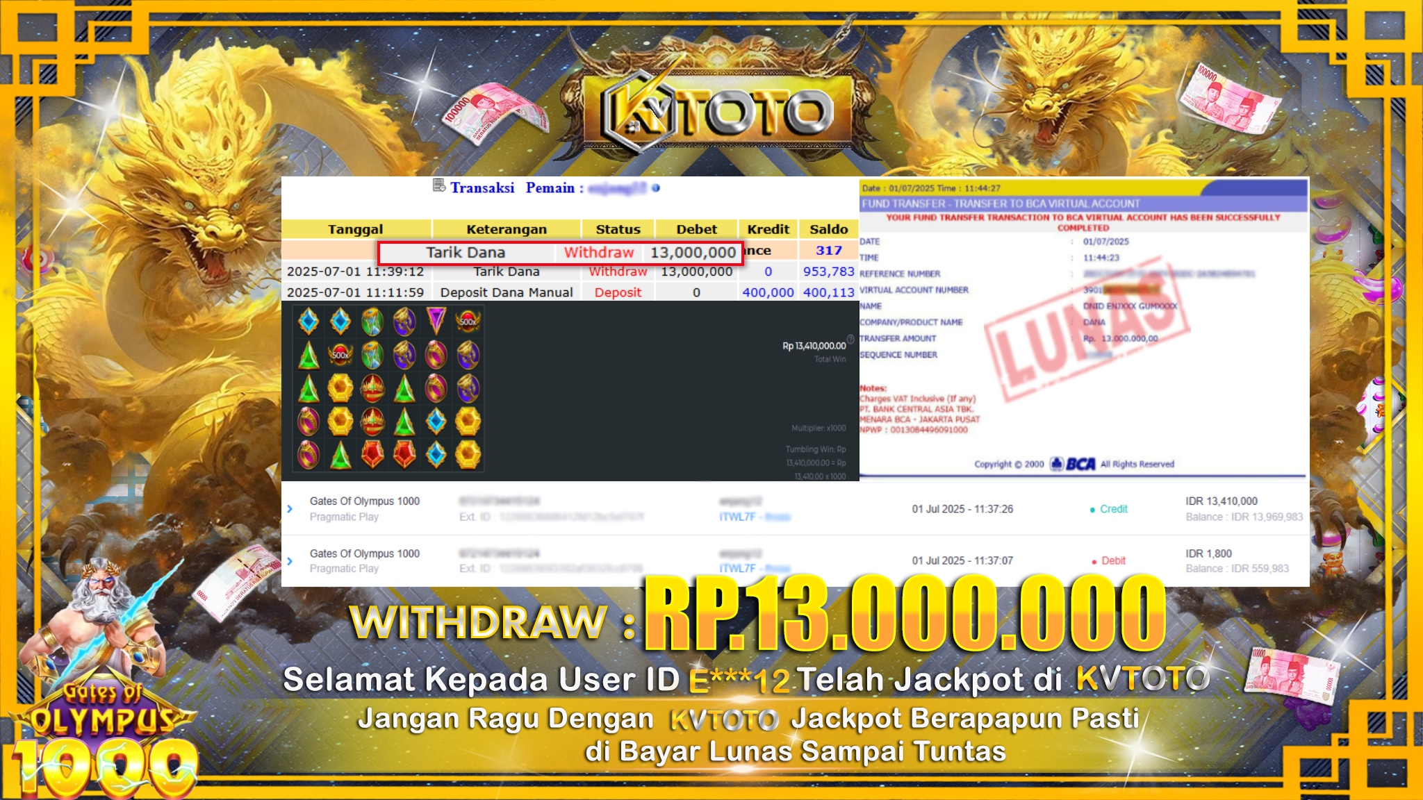 ✨ JACKPOT Di SLOT GATES OF OLYMPUS 1000 ✨
