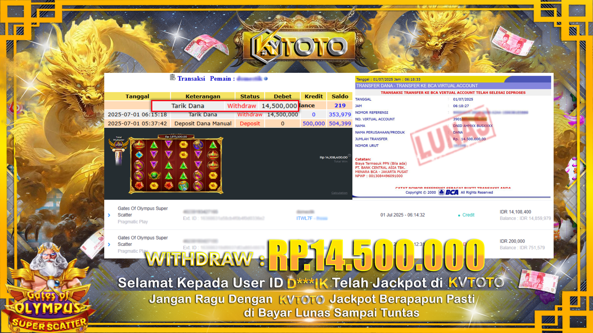 ✨ JACKPOT Di SLOT GATES OF OLYMPUS SUPER SCATTER✨