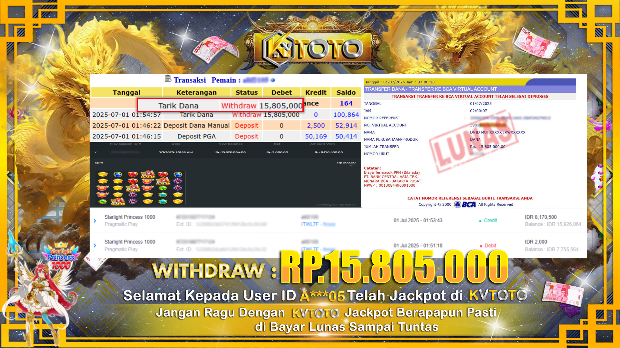 ✨ JACKPOT Di SLOT STARLIGHT PRINCESS 1000  ✨