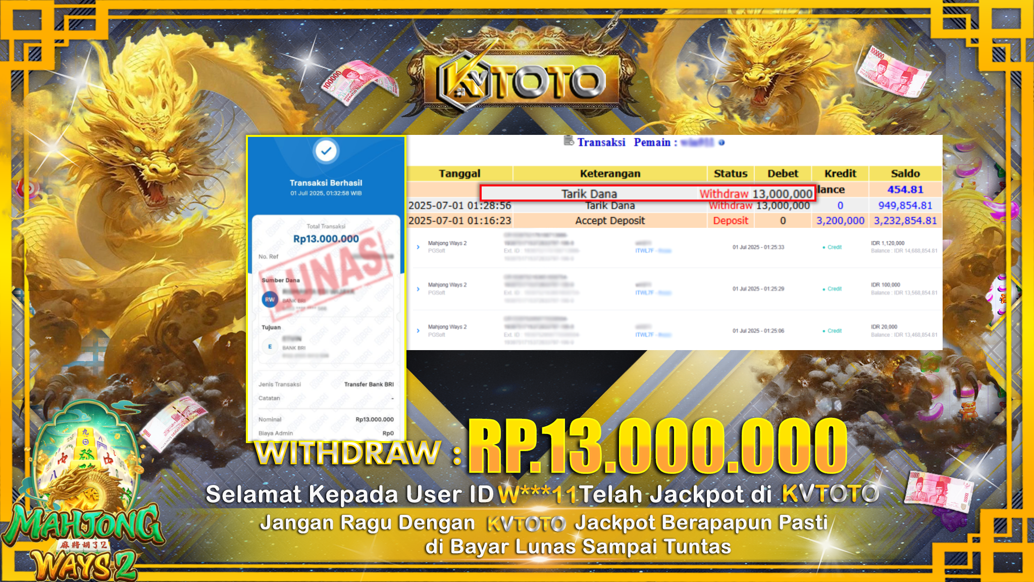 ✨ JACKPOT Di SLOT MAHJONG WAYS 2  ✨