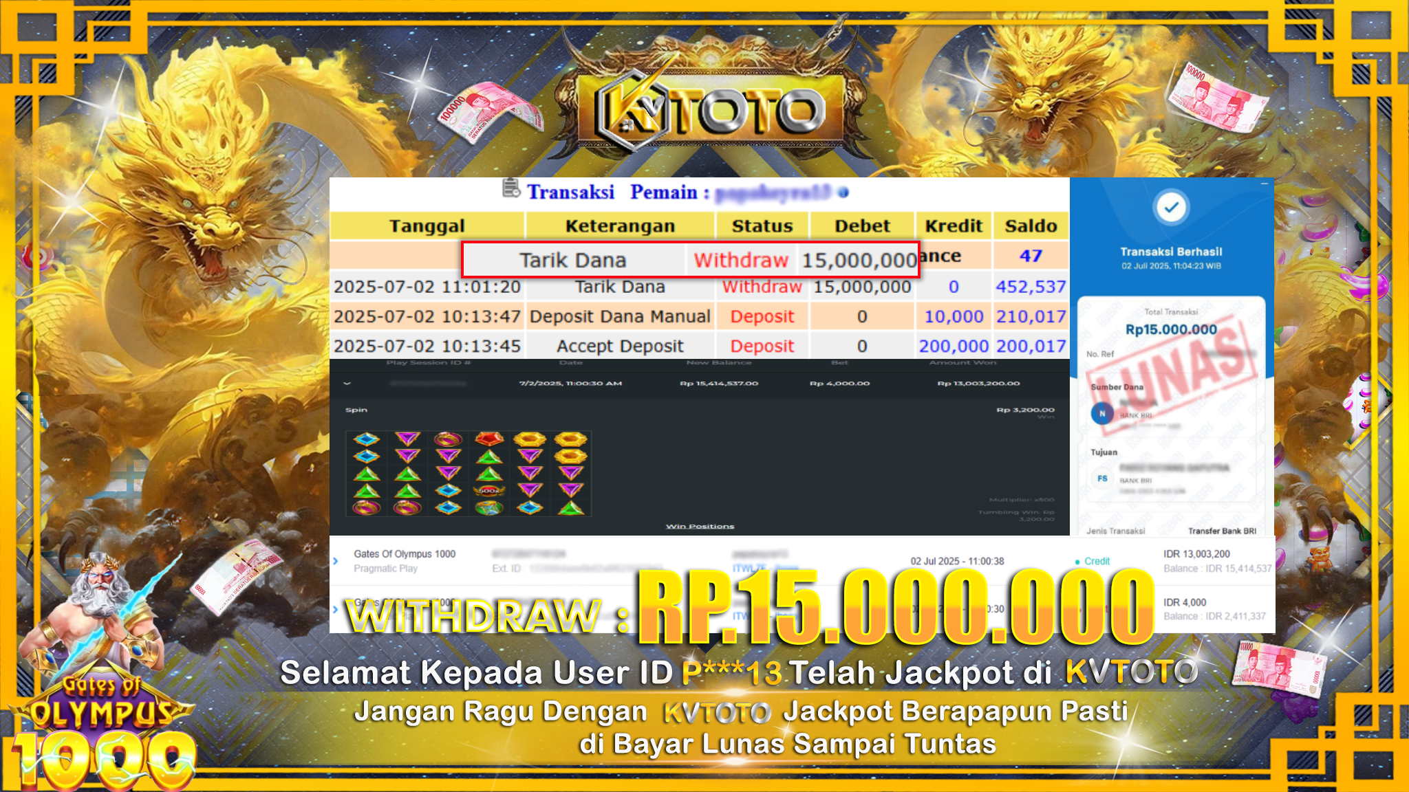 ✨ JACKPOT Di SLOT GATES OF OLYMPUS 1000 ✨