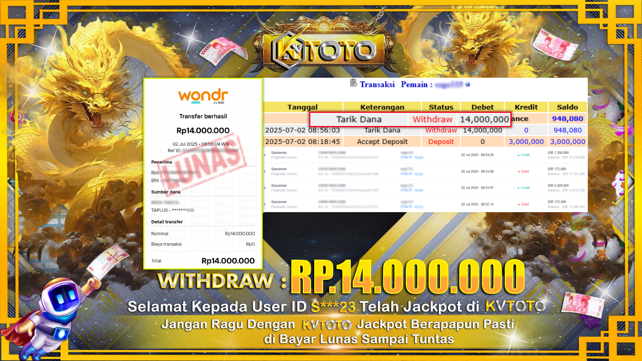 ✨ JACKPOT Di SLOT SPACEMAN  ✨