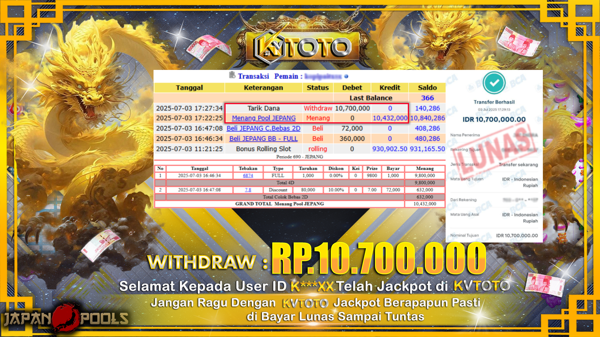 ✨ JACKPOT Di JAPAN POOLS✨