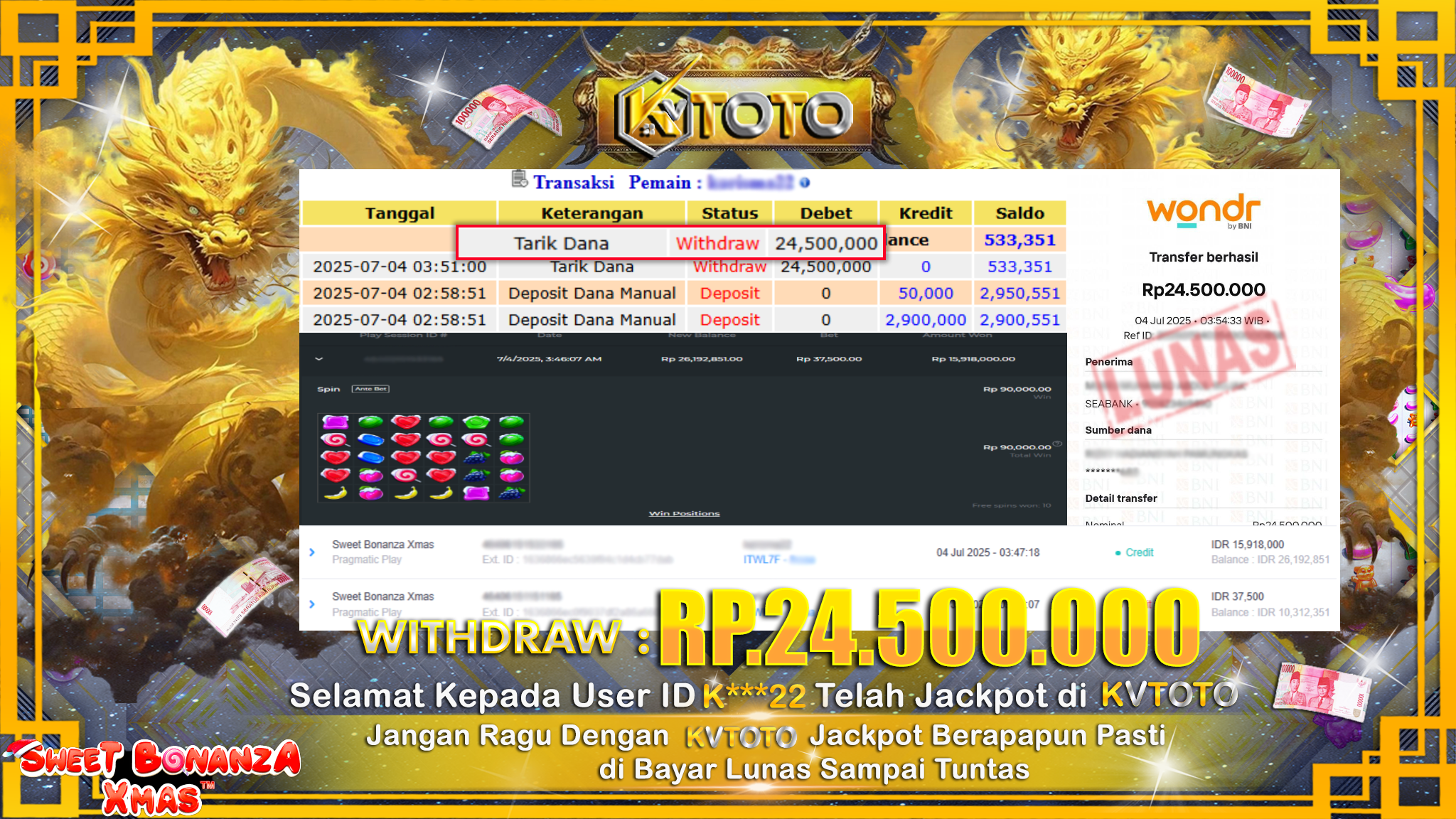 ✨ JACKPOT Di SLOT SWEET BONANZA XMAS✨