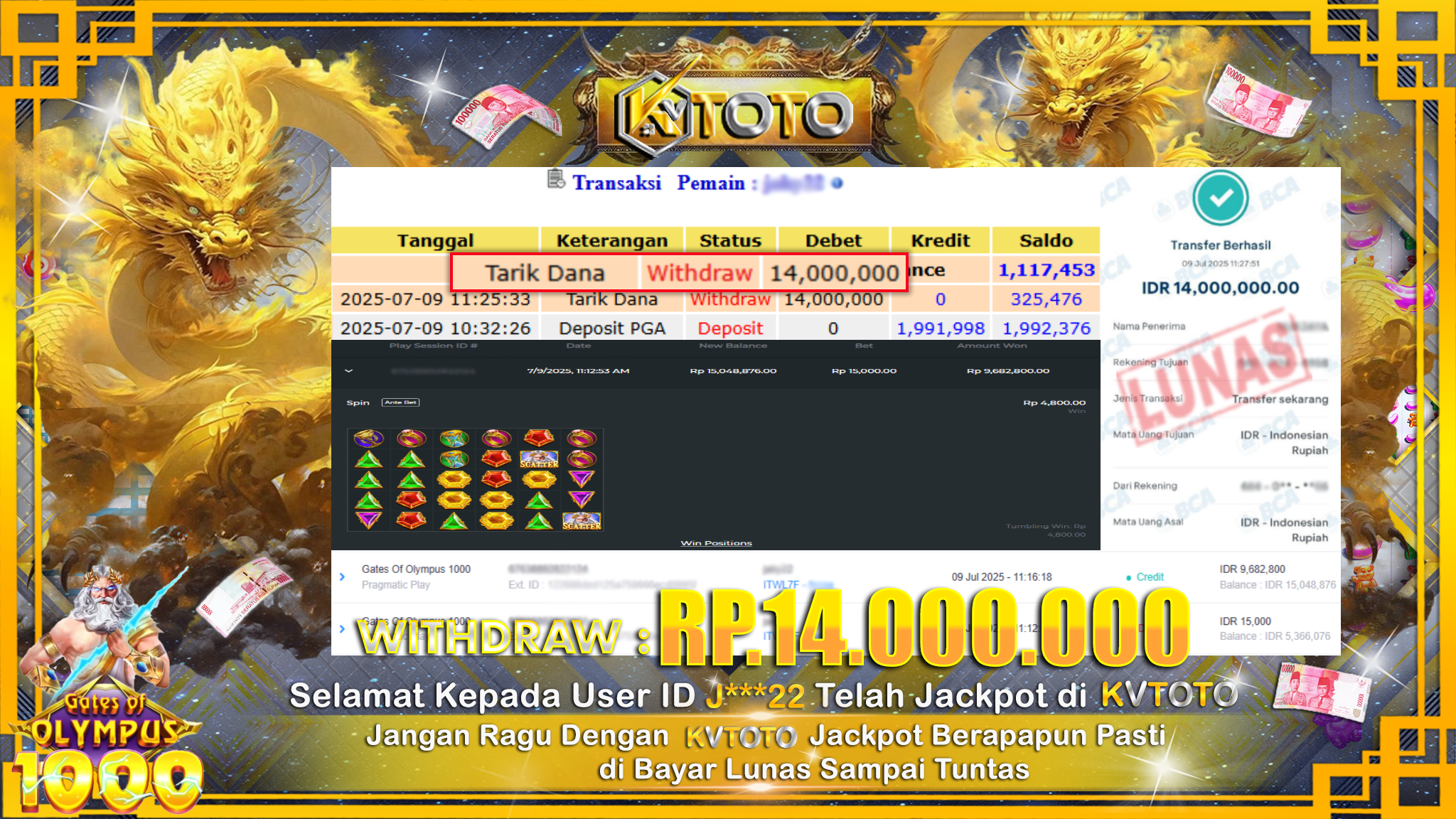 ✨ JACKPOT Di SLOT GATES OF OLYMPUS 1000 ✨