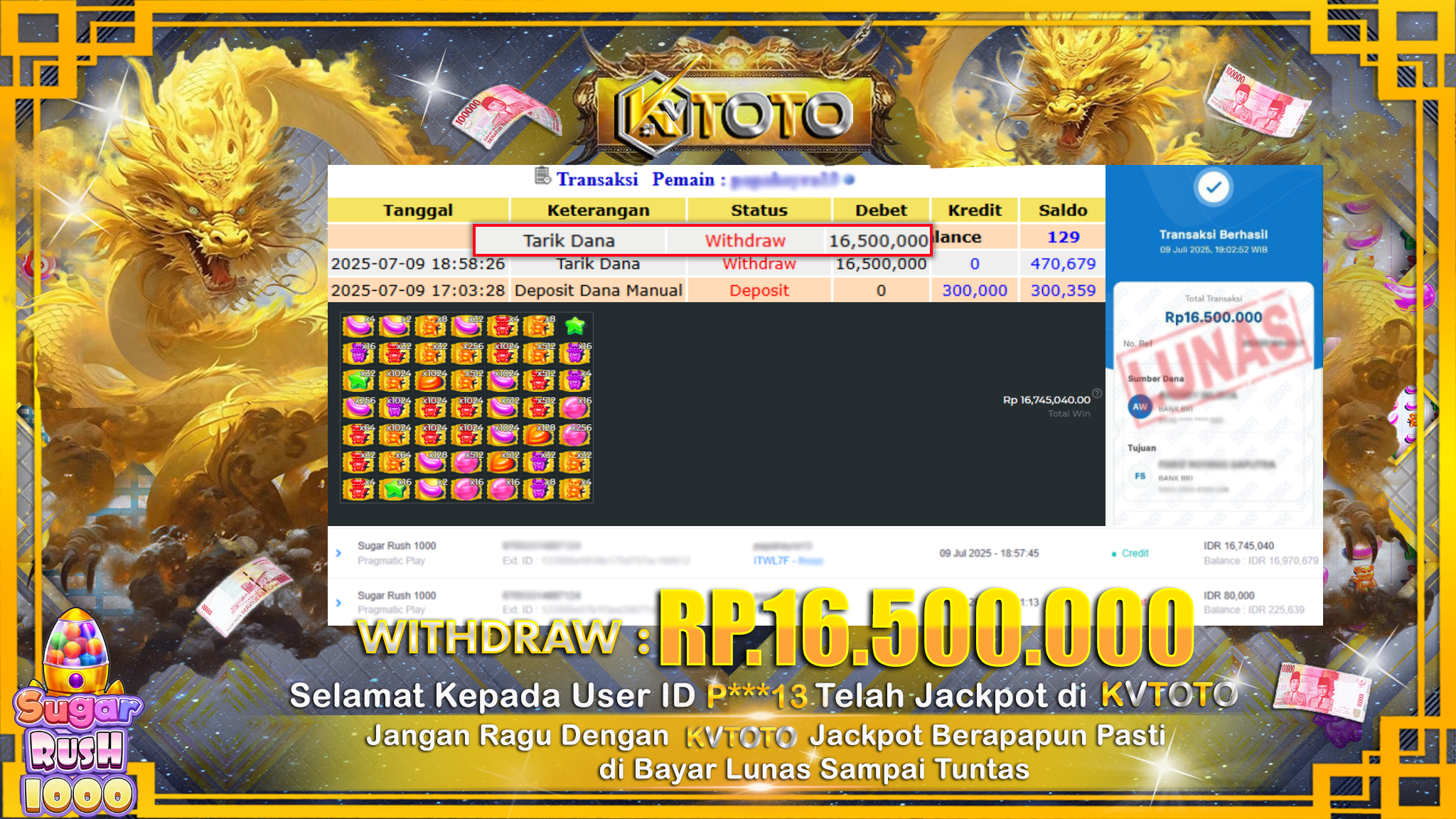✨ JACKPOT Di SLOT SUGAR RUSH 1000 ✨