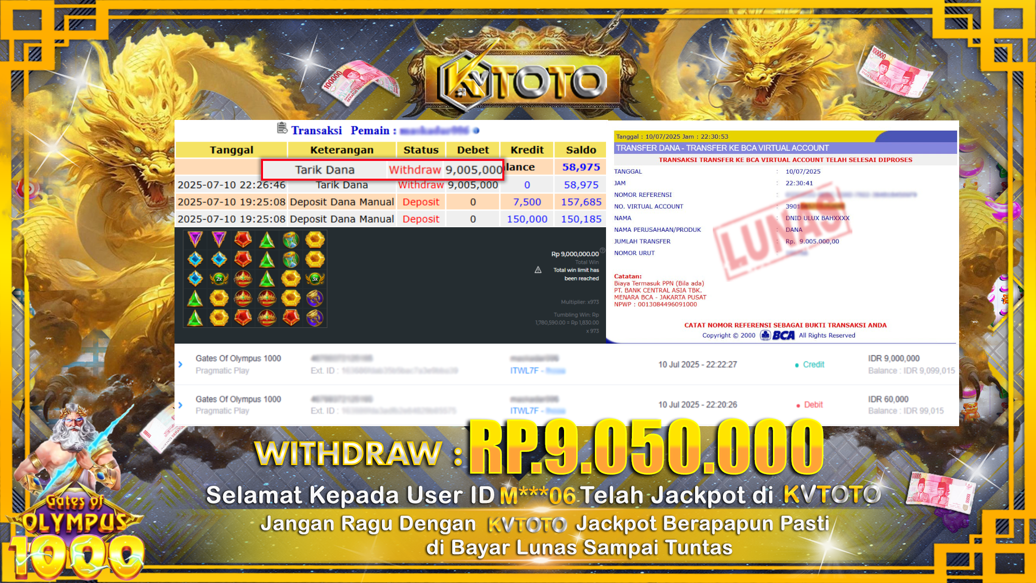 ✨ JACKPOT Di SLOT GATES OF OLYMPUS 1000 ✨