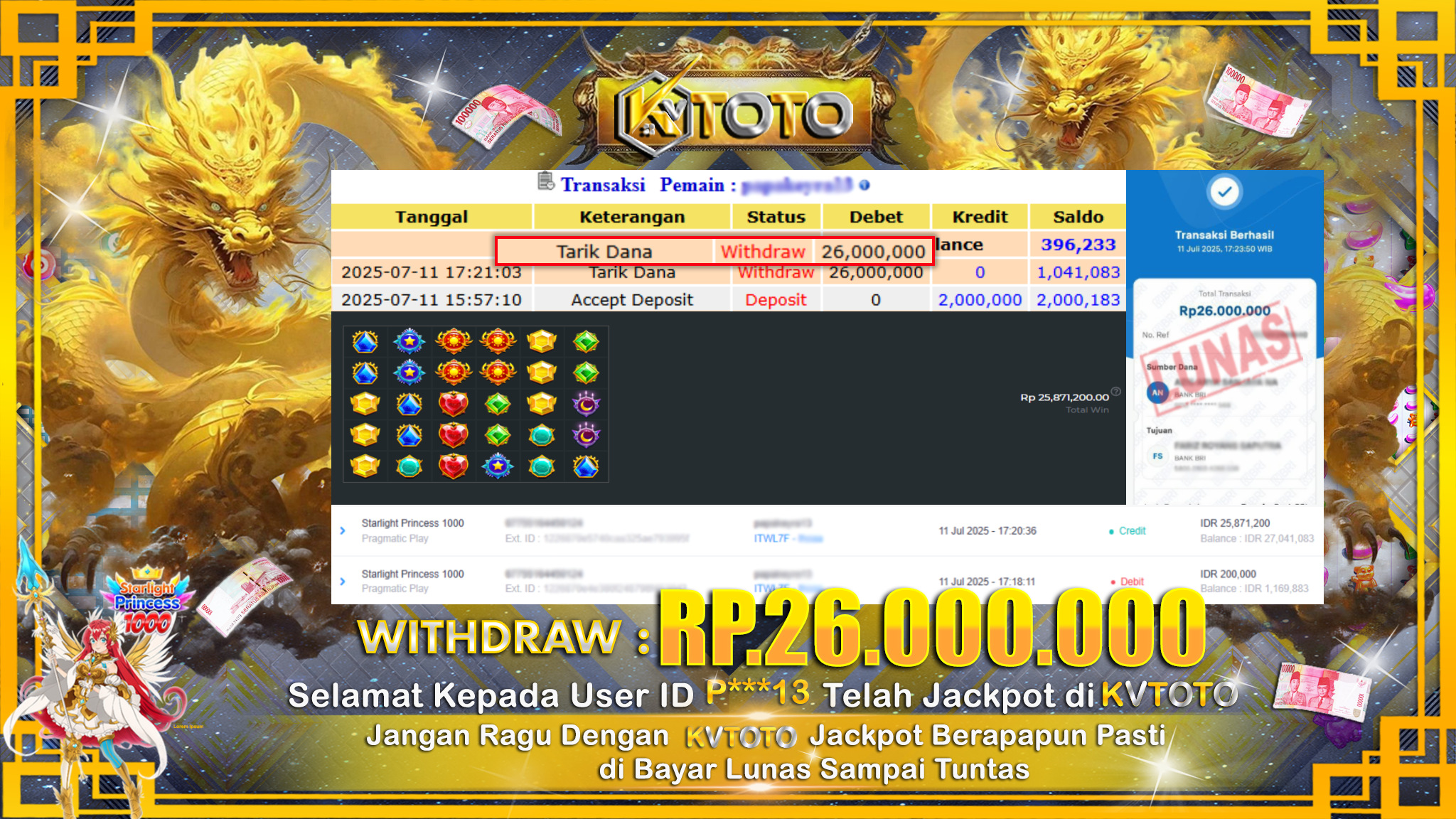 ✨ JACKPOT Di SLOT STARLIGHT PRINCESS 1000  ✨