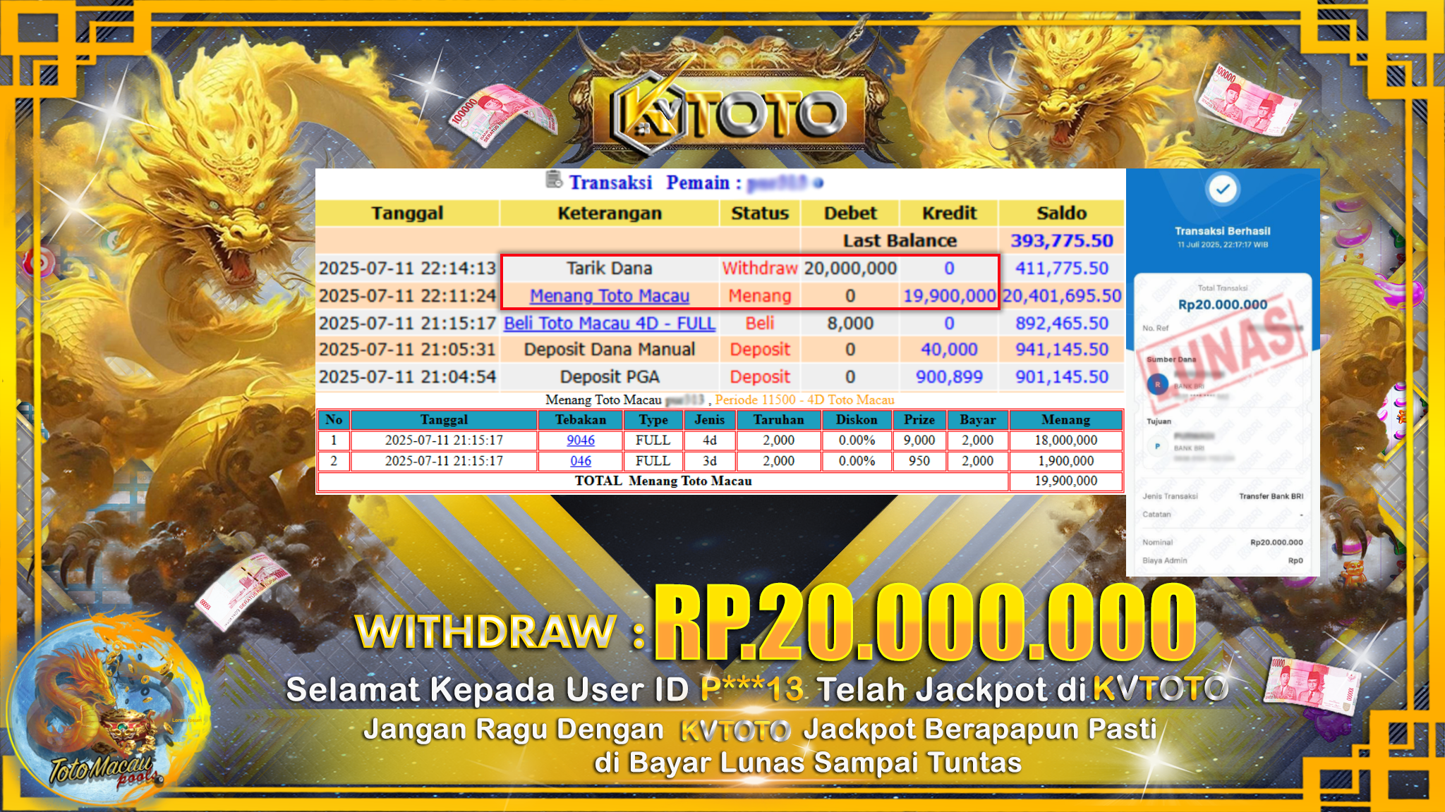 ✨ JACKPOT Di TOTO MACAU 4D ✨