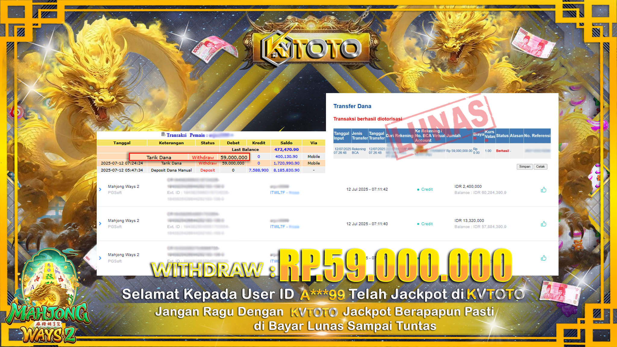 ✨ JACKPOT Di SLOT MAHJONG WAYS 2 ✨